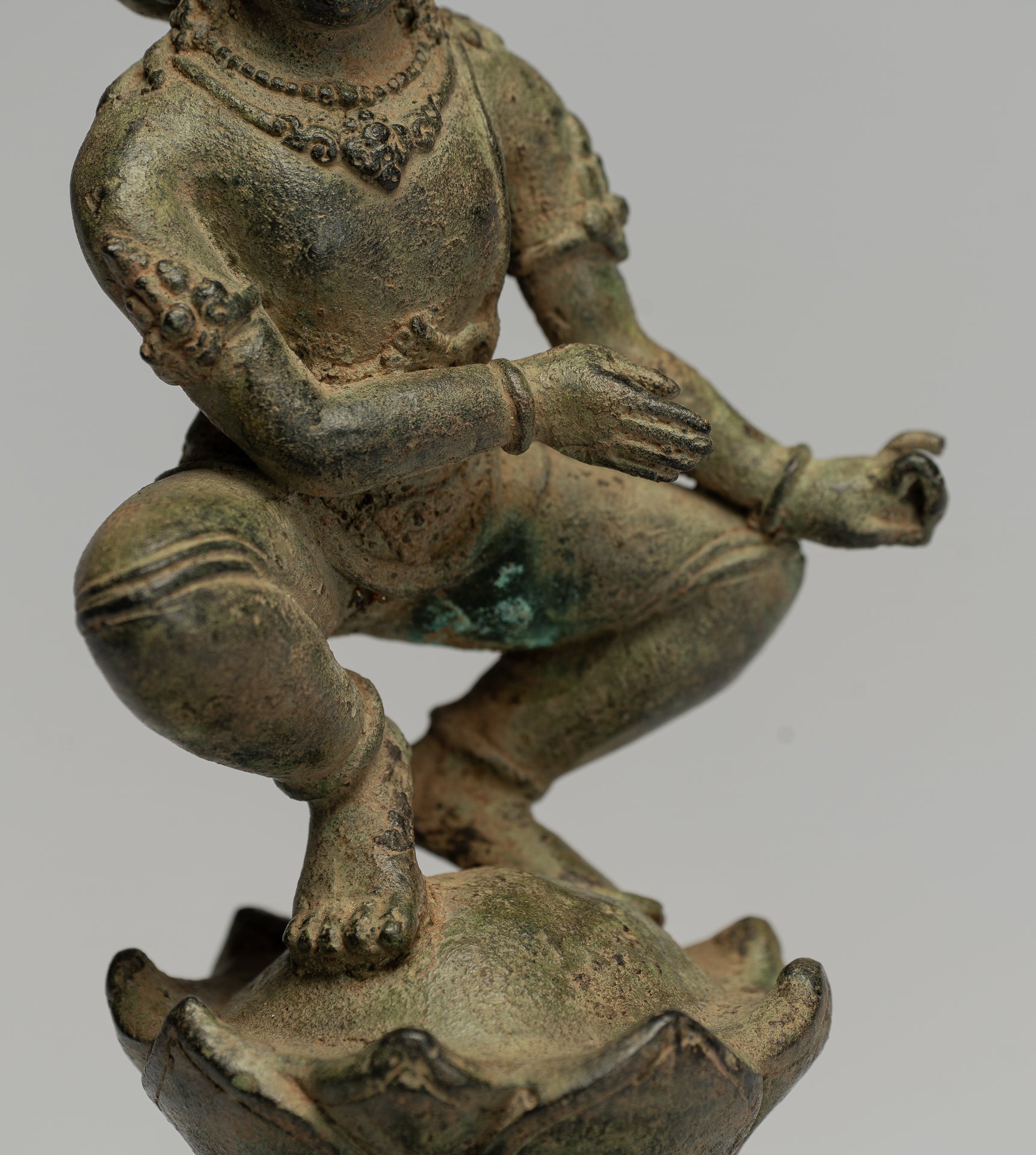 Tara Statue - Antique Java Style Majapahit Seated Bronze Devi Tara Statue - 26cm/10"