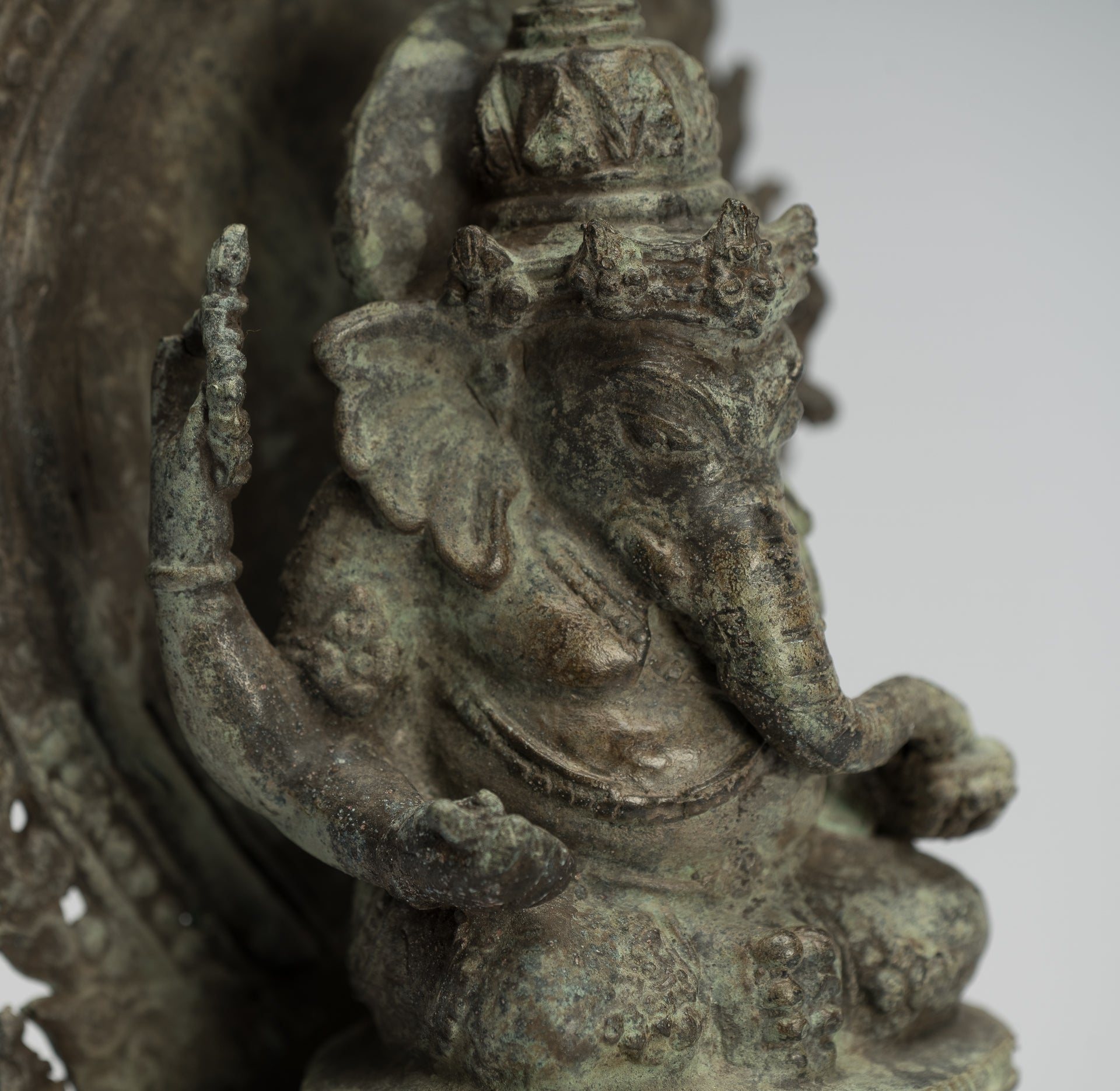 Estatua de Ganesha - Estatua de Ganesha de bronce de estilo javanés antiguo - 23 cm/9 "