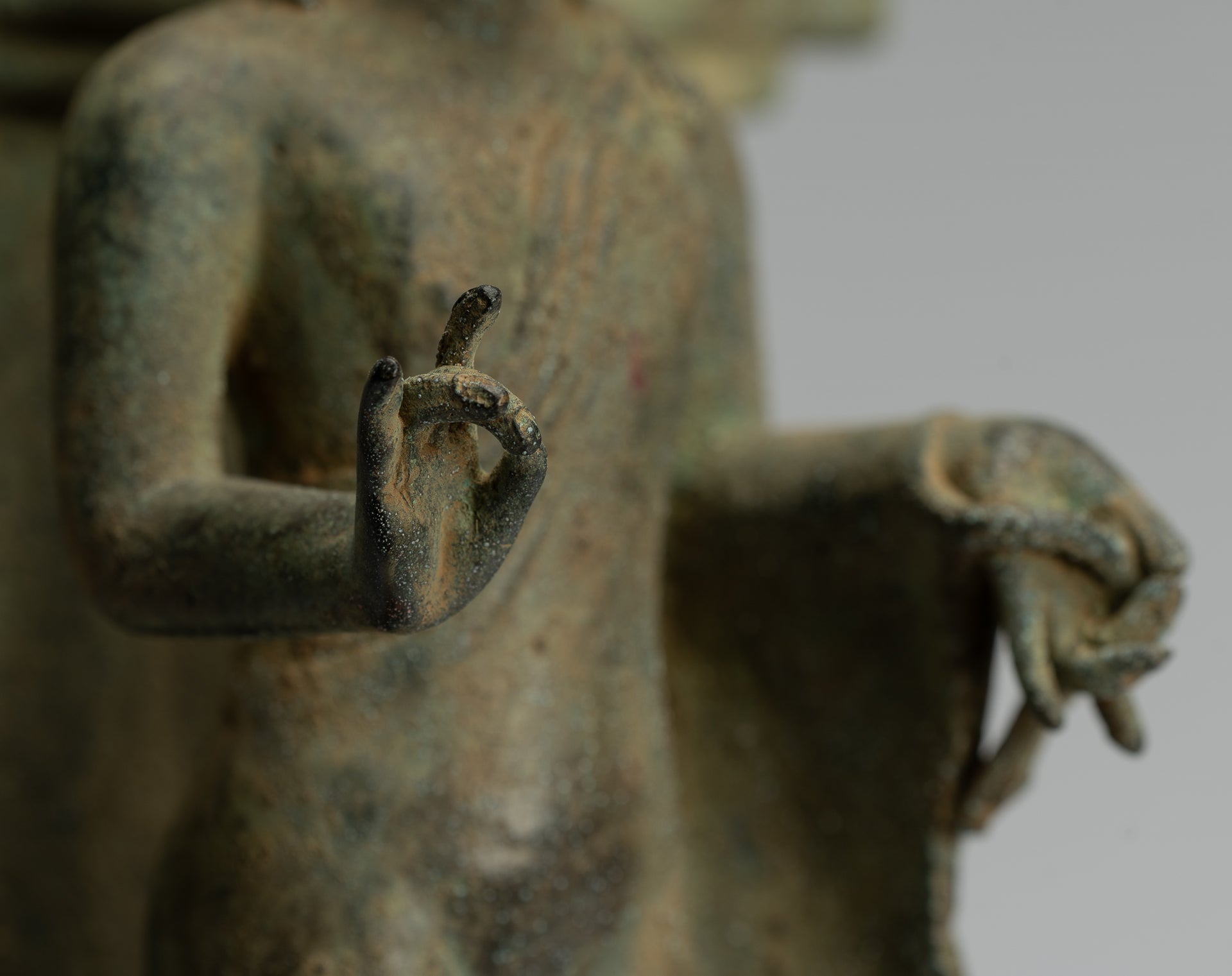 Estatua de Buda - Estilo indonesio antiguo Bronce Javanese enseñanza Buda - 36 cm/14 "