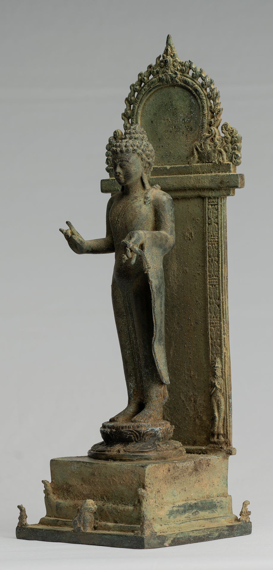 Estatua de Buda - Estilo indonesio antiguo Bronce Javanese enseñanza Buda - 36 cm/14 "