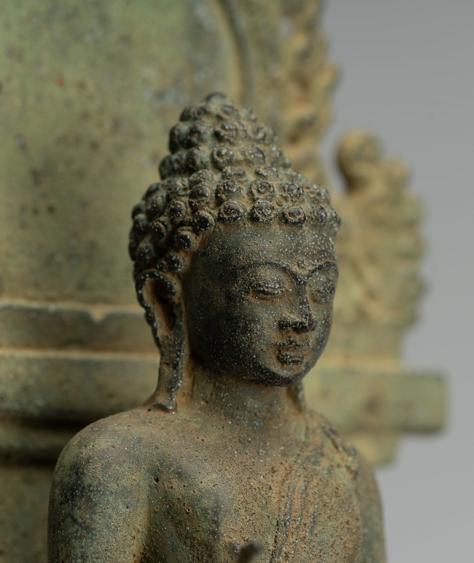 Estatua de Buda - Estilo indonesio antiguo Bronce Javanese enseñanza Buda - 36 cm/14 "