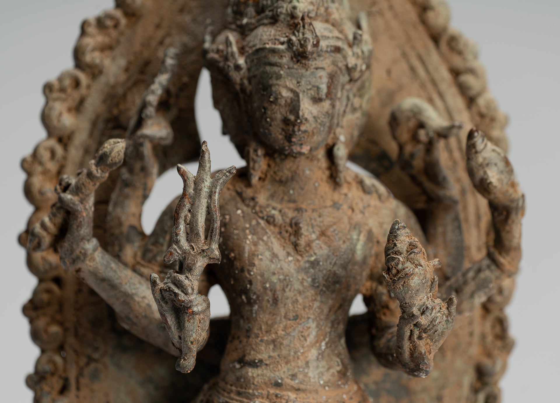 Estatua de Brahma - Estatua de bronce de bronce de bronce de estilo indonesio antiguo - 31 cm/12 "