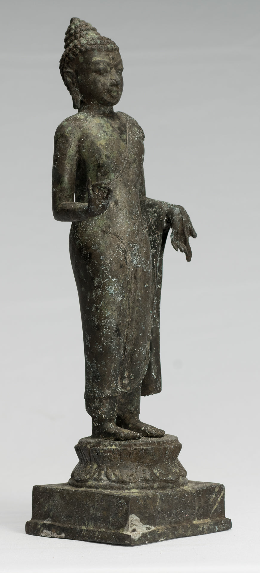 Statua del Buddha - Antique stile indonesiano in piedi bronzo giavanese insegnamento Buddha - 37 cm/15 "