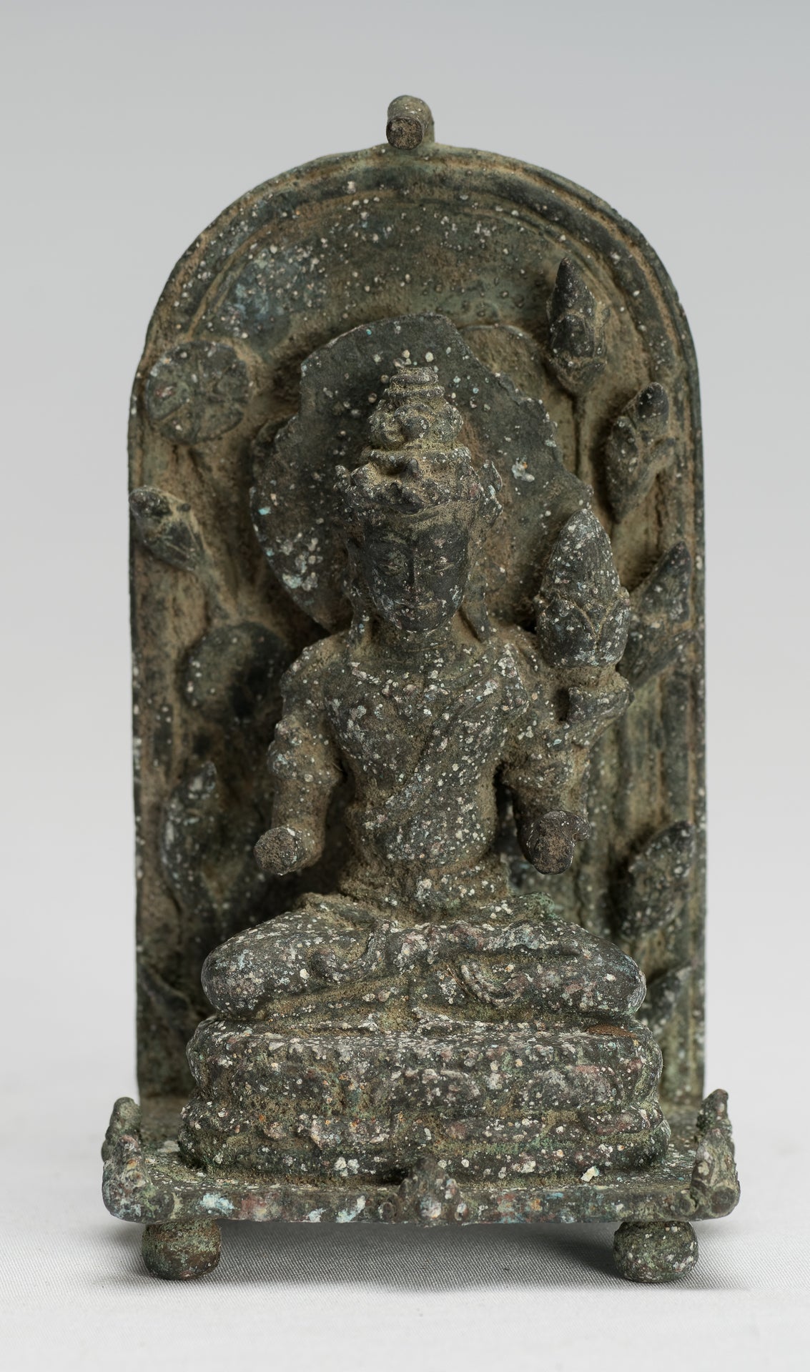 Estatua de Tara - Estatua de Bronce Devi Tara de Bronce Devi Sentada de Majapahit de Java - 14cm/6 "