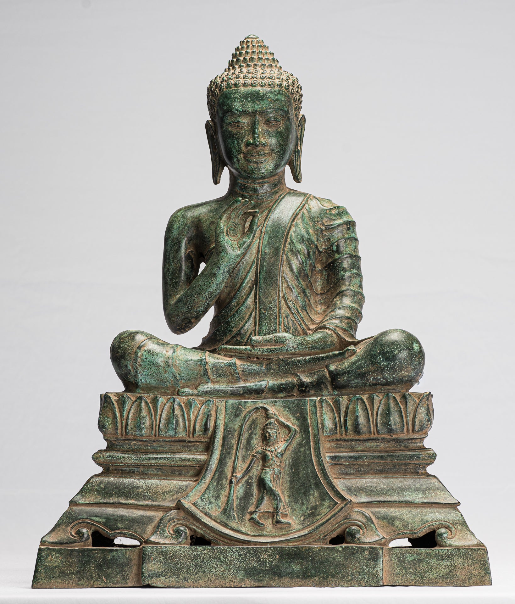 Estatua de Buda - Estatua de bronce de bronce antiguo de estilo jemer dharmachakra enseñando mudra - 51cm/20 "