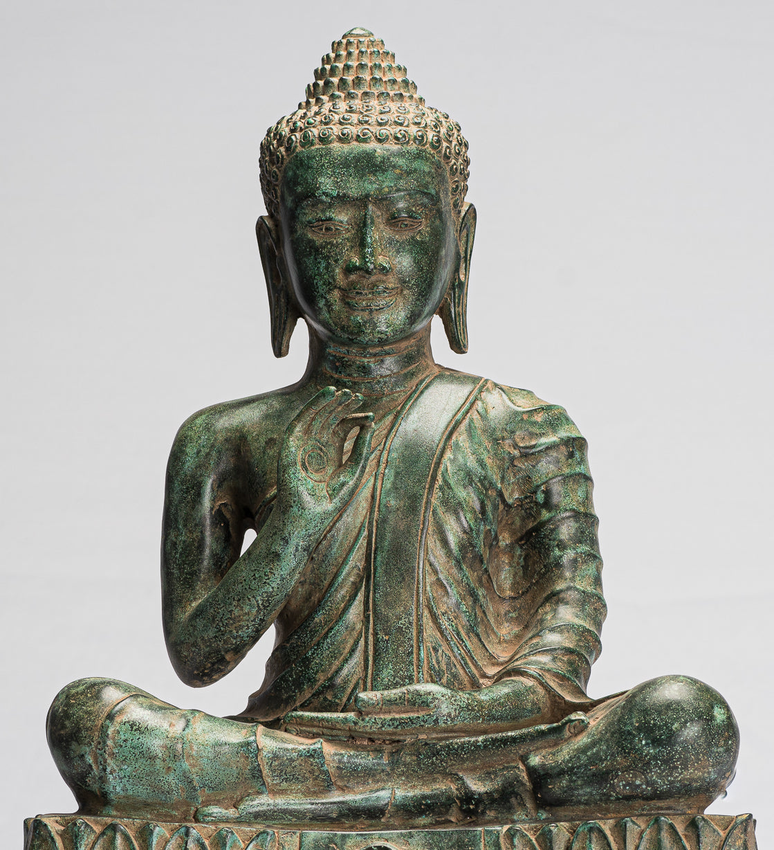 Estatua de Buda - Estatua de bronce de bronce antiguo de estilo jemer dharmachakra enseñando mudra - 51cm/20 "