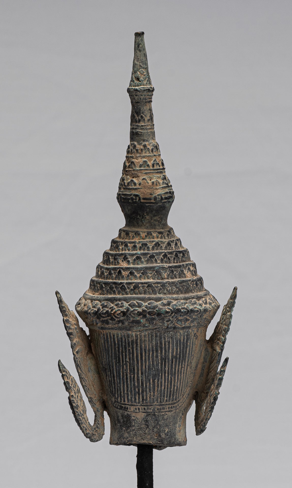 Buda - Estatua de cabeza de bronce de bronce de estilo tailandés de tailandés de antigüedades - 32 cm/13 "