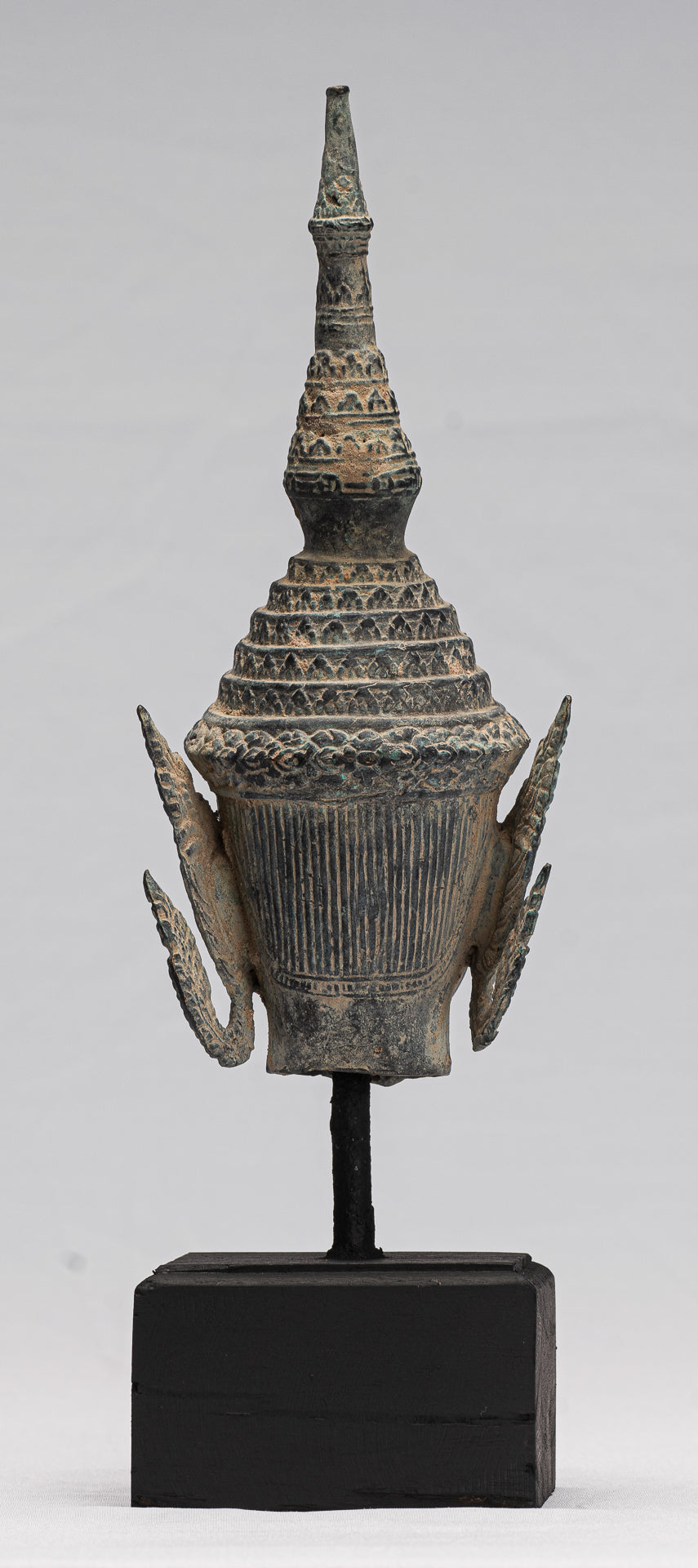 Buda - Estatua de cabeza de bronce de bronce de estilo tailandés de tailandés de antigüedades - 32 cm/13 "