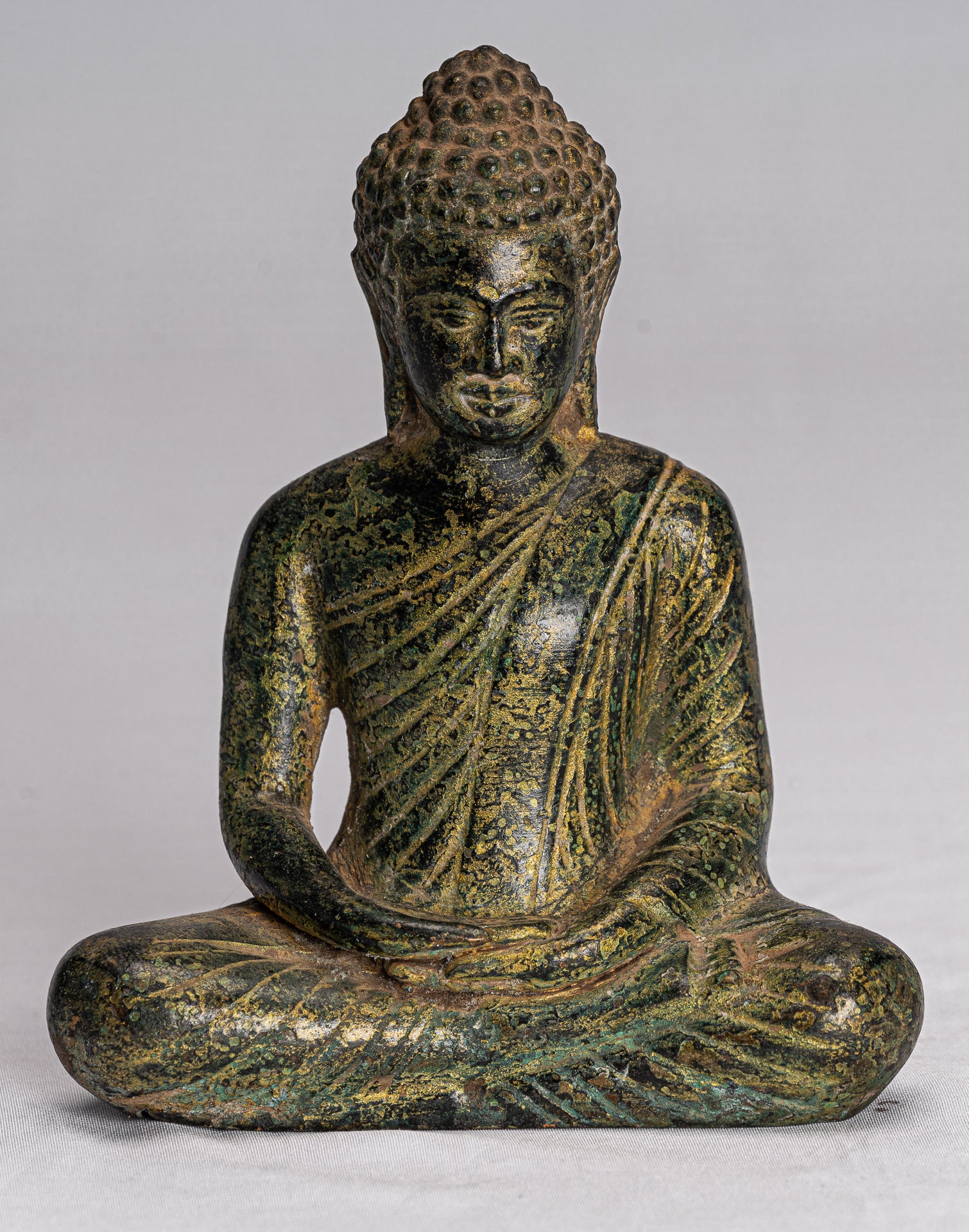 Estatua de Buda - Meditación de bronce de estilo jemer antiguo Angkor Buda Estatua -13.5cm/5 "