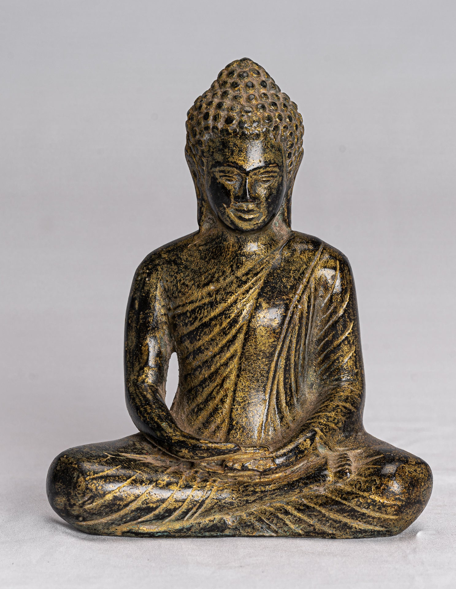 Estatua de Buda - Meditación de bronce de estilo jemer antiguo Angkor Buda Estatua -13.5cm/5 "
