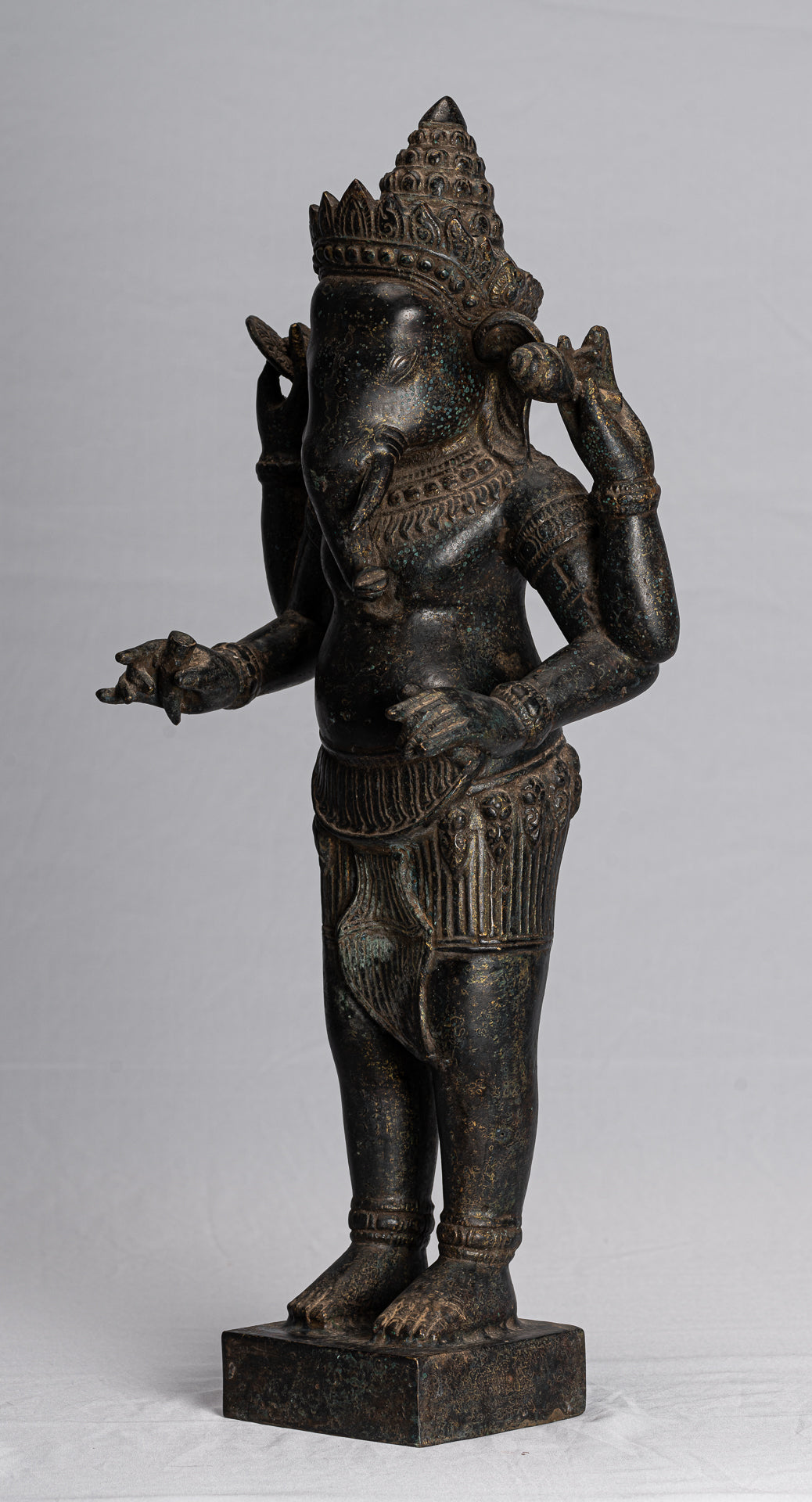 Estatua de Ganesha - Estatua de Bronce Wat Ganesha de pie de estilo montado en el estilo jemer de estilo jemer - 54cm/22 "