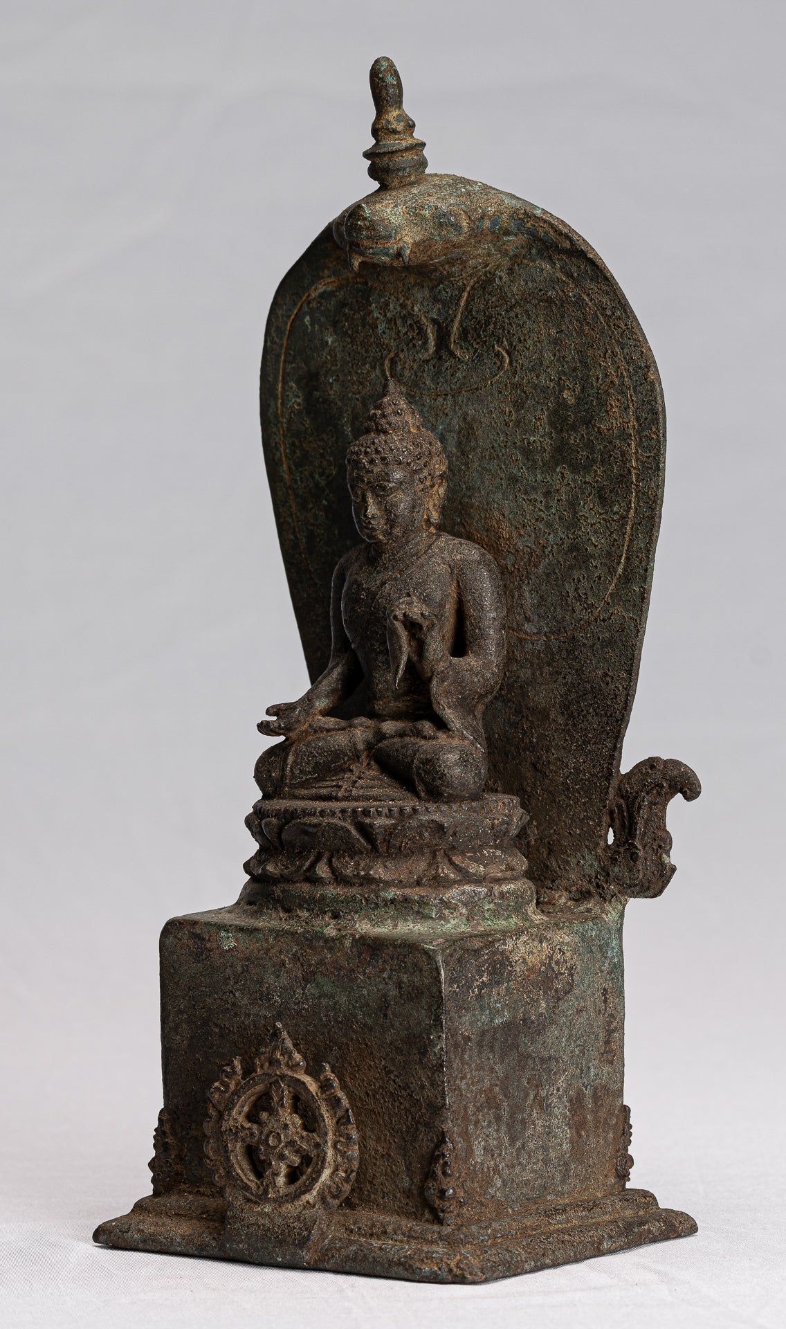Estatua de Buda - Estilo indonesio antiguo de bronce sentado Javanese Buda - 28 cm/11 "