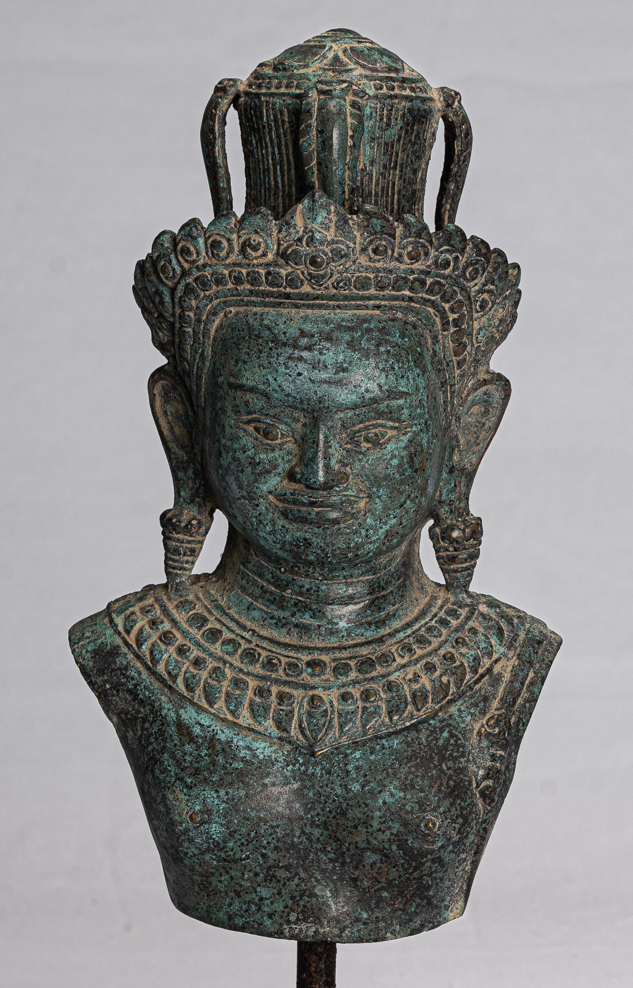 Vishnu Statue - Antique Khmer Style Angkor Wat Bronze Vishnu Statue - 34cm/14"
