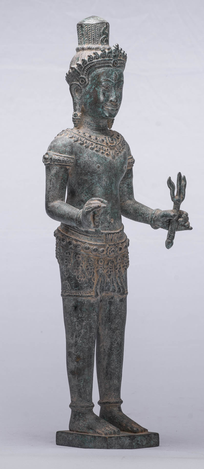 Antique Khmer Style Bronze Angkor Wat Standing Shiva-52cm/21 "