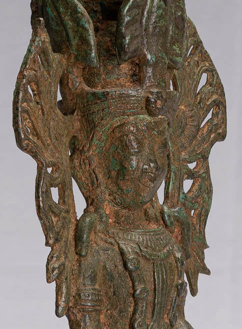 Buddha Statue - Antique Burmese Style Bronze Shan Enlightenment Seated Buddha Statue - 35cm/14"