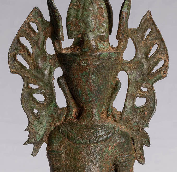 Buddha Statue - Antique Burmese Style Bronze Shan Enlightenment Seated Buddha Statue - 35cm/14"