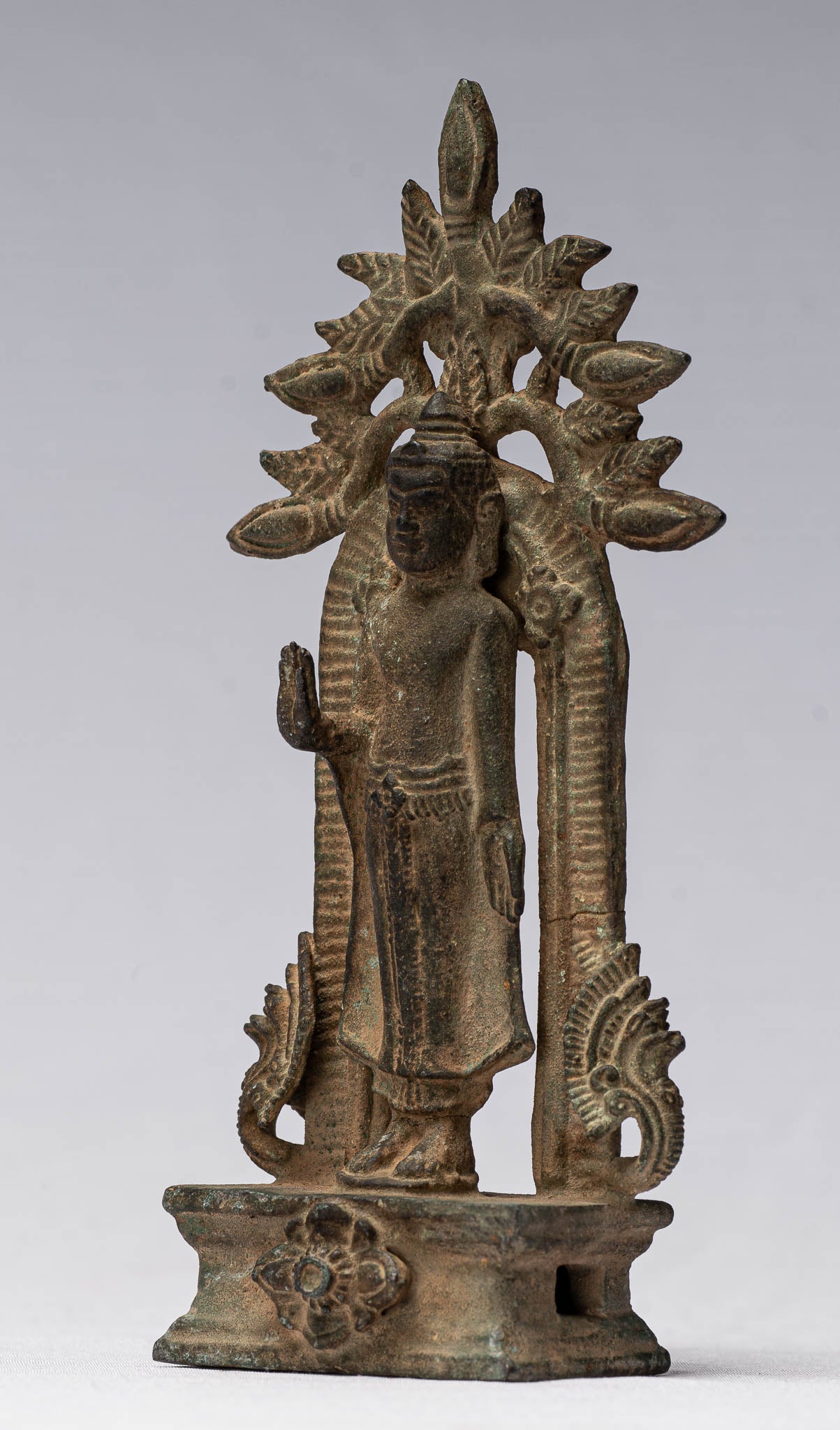 Bouddha - bronze de style khmer antique abhaya protection Bouddha - 16cm / 6 "