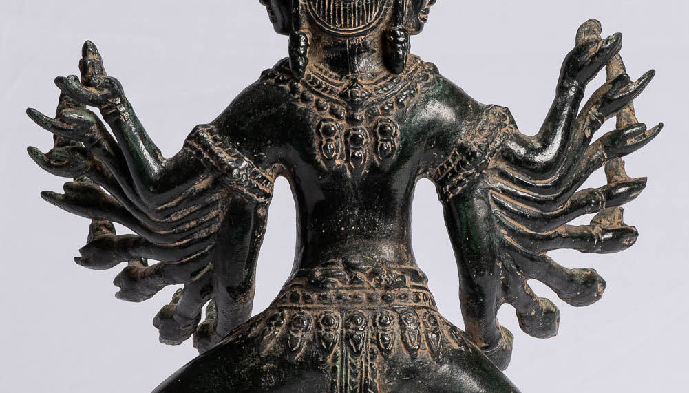 Estatua de Bayón de bronce de estilo jemer antiguo de estilo jemer - 43 cm/17 "de alto