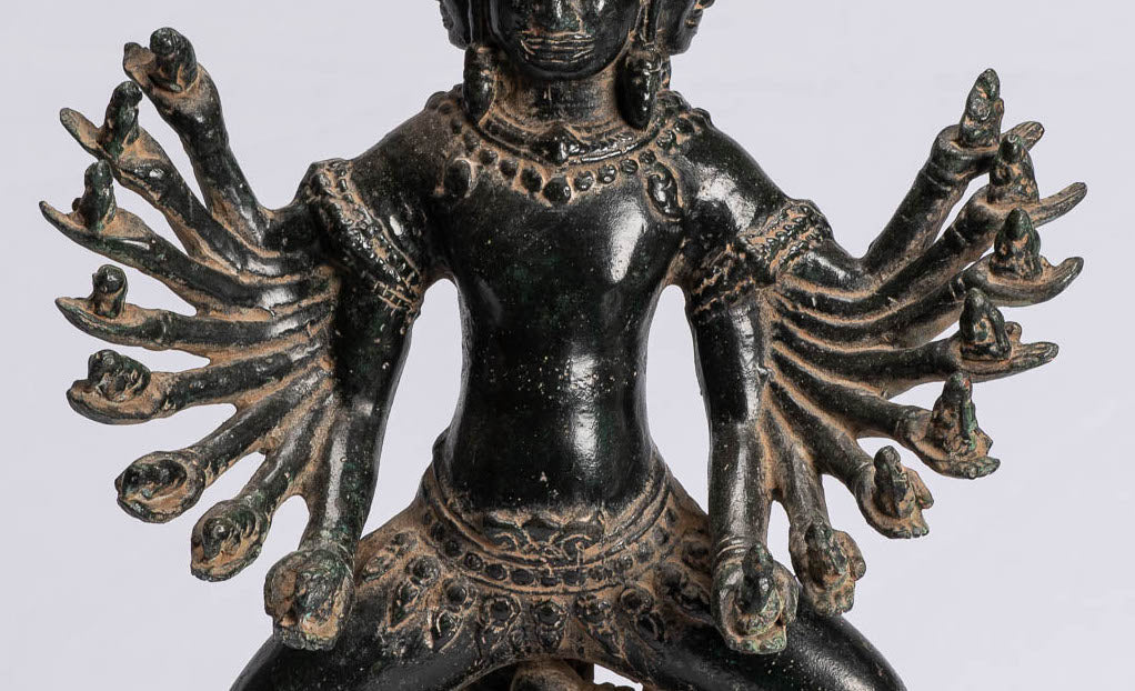 Estatua de Bayón de bronce de estilo jemer antiguo de estilo jemer - 43 cm/17 "de alto