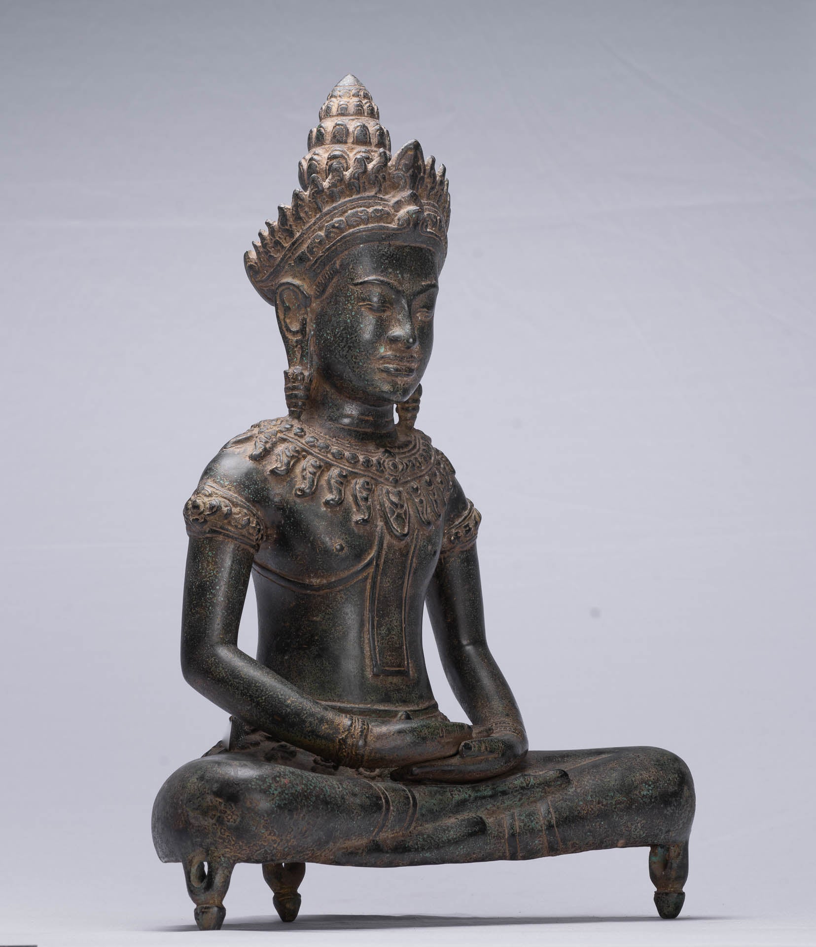 Statue de Bouddha-Antique Bayon Style khmer Statue-Méditation Mudra-46cm/18 "