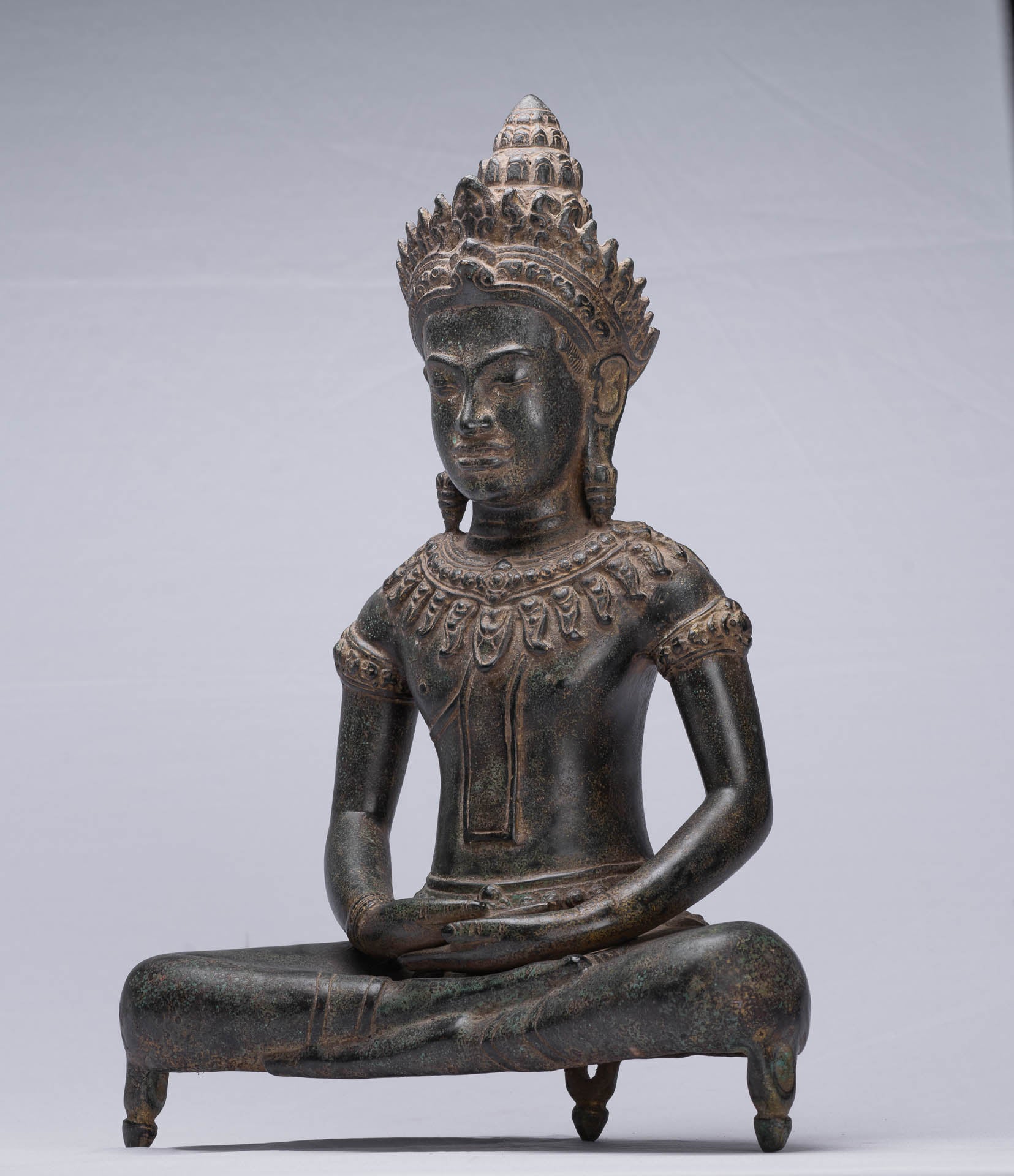 Statue de Bouddha-Antique Bayon Style khmer Statue-Méditation Mudra-46cm/18 "