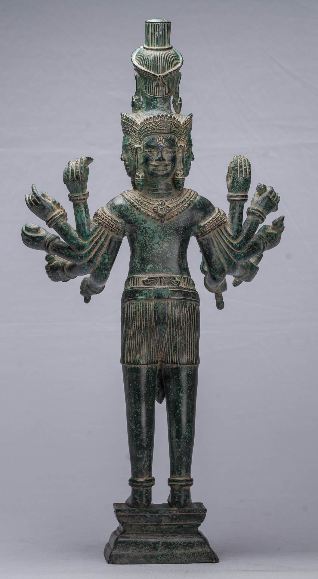 Antique Khmer Style Bronze Bayon Statue Shiva in piedi e Yoni - 59 cm/24 "