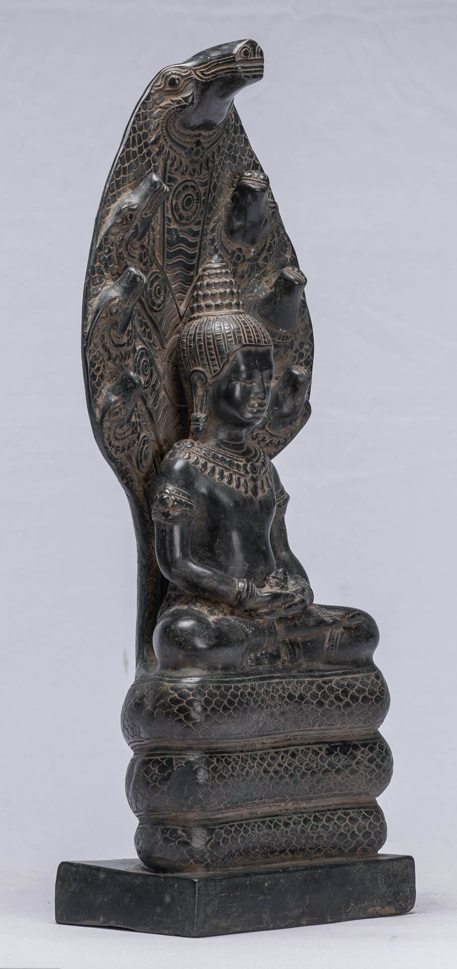Bouddha Statue-Antique Bayon Style Khmer Seated Bronze Naga Meditation Bouddha-43cm/17 "