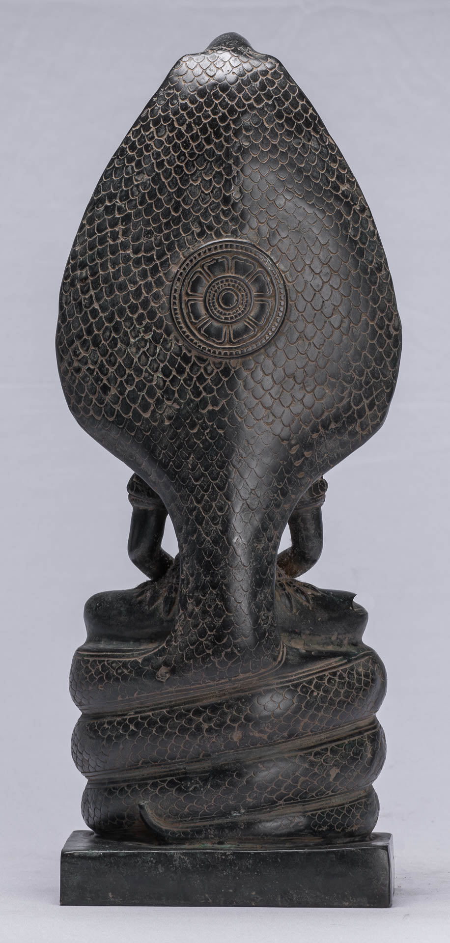Bouddha Statue-Antique Bayon Style Khmer Seated Bronze Naga Meditation Bouddha-43cm/17 "