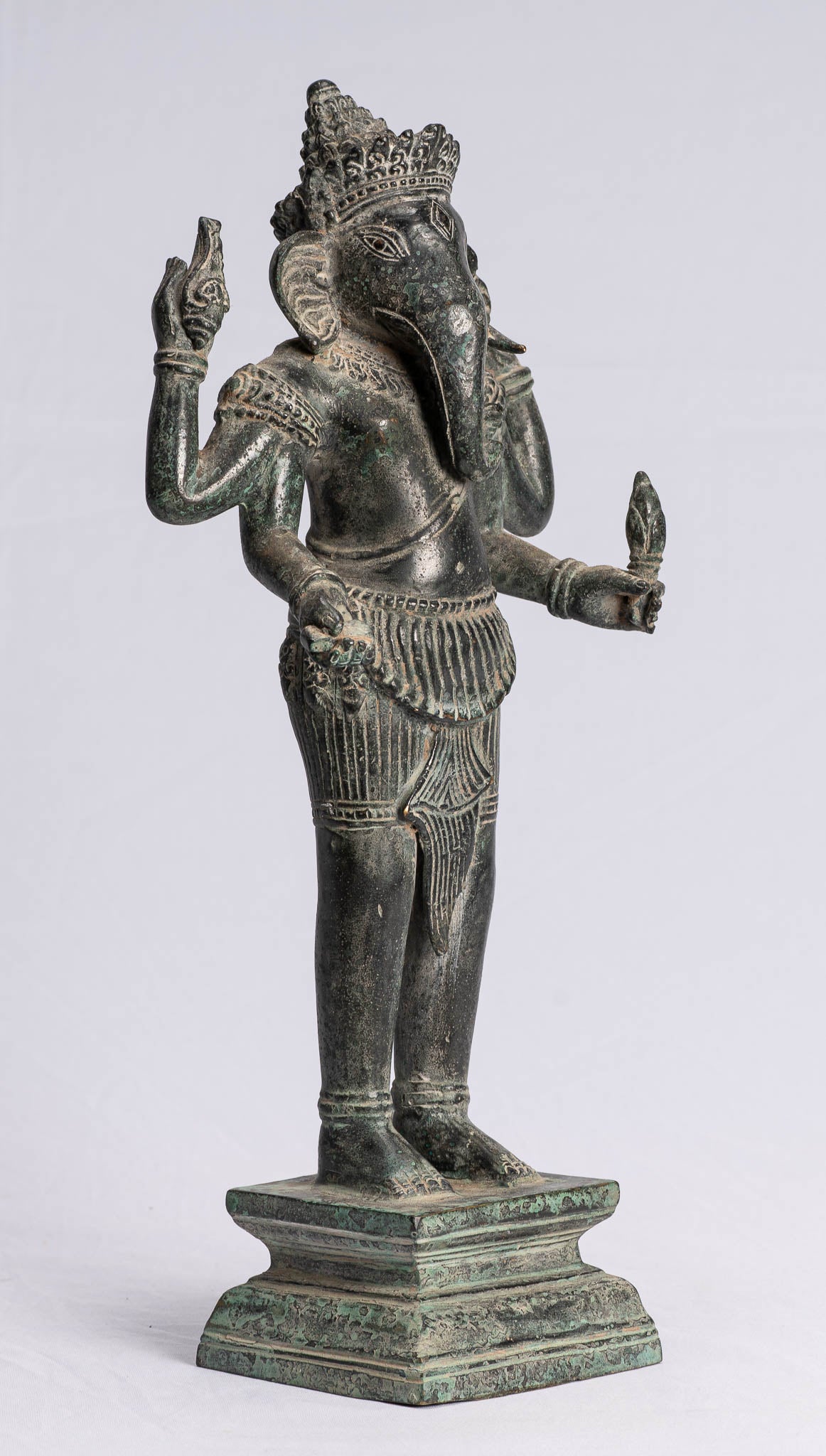 Statue de Ganesha – Statue de Bayon Ganesh debout en bronze antique de style khmer – 40 cm