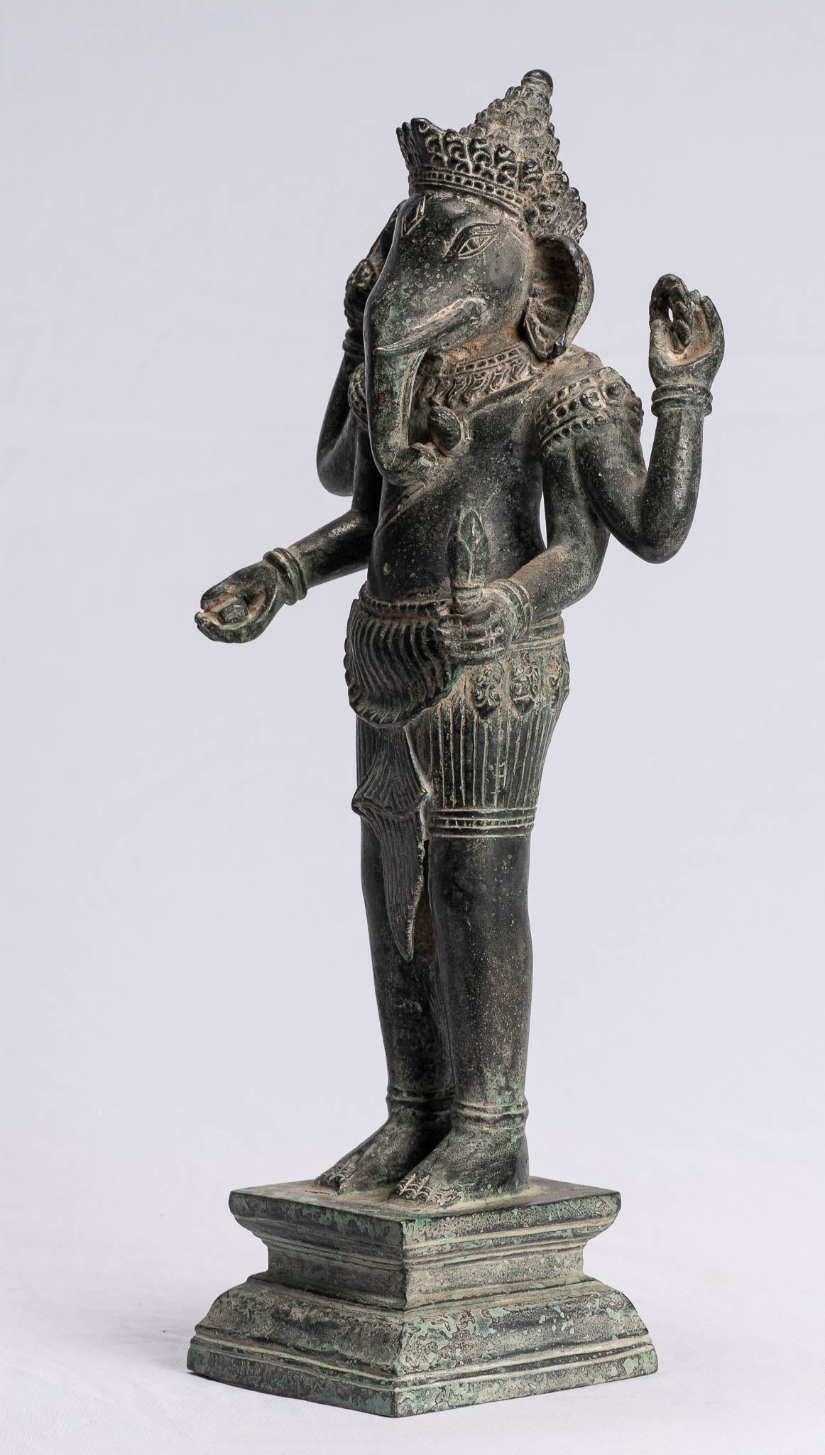 Statue de Ganesha – Statue de Bayon Ganesh debout en bronze antique de style khmer – 40 cm