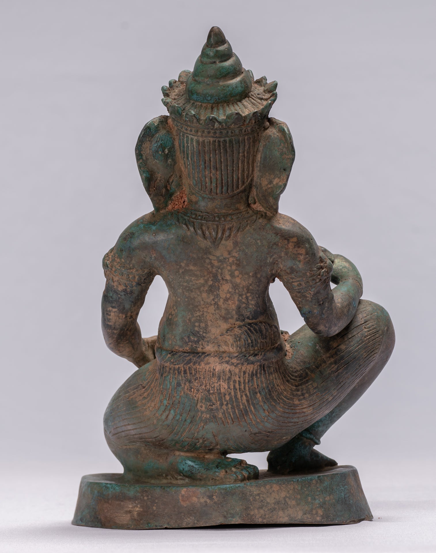 Statue de Ganesha – Statue de Ganesh agenouillée en bronze de style thaïlandais antique – 25 cm.