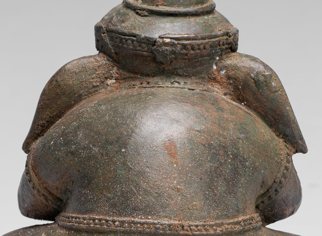 Estatua de Ganesha - Estatua de bronce de estilo tailandés antiguo 'See No Evil'- 24cm/10 "