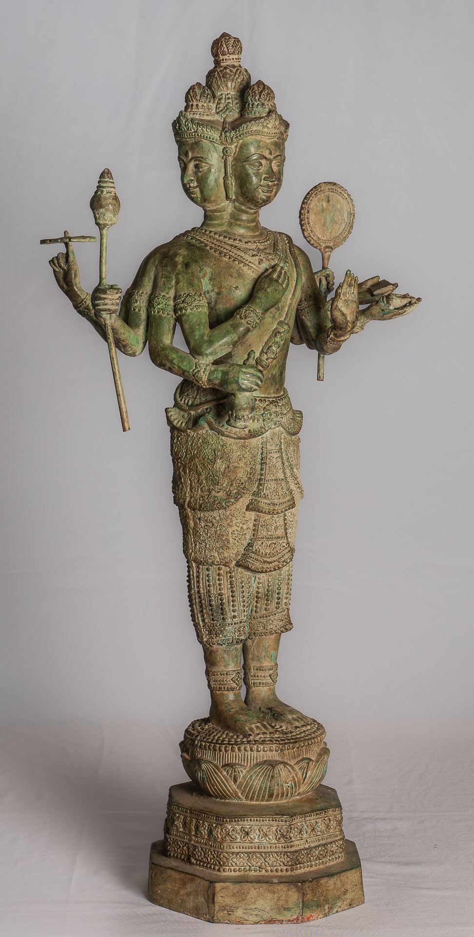 Brahma Statue - Antique Thai Style Standing Bronze Brahma Statue - 76cm/30"