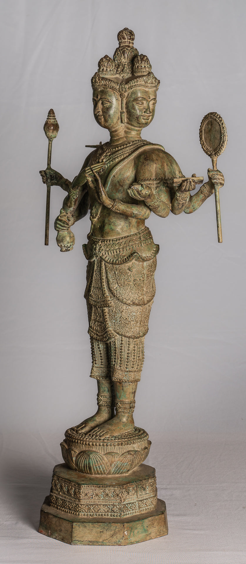 Brahma Statue - Antique Thai Style Standing Bronze Brahma Statue - 76cm/30"