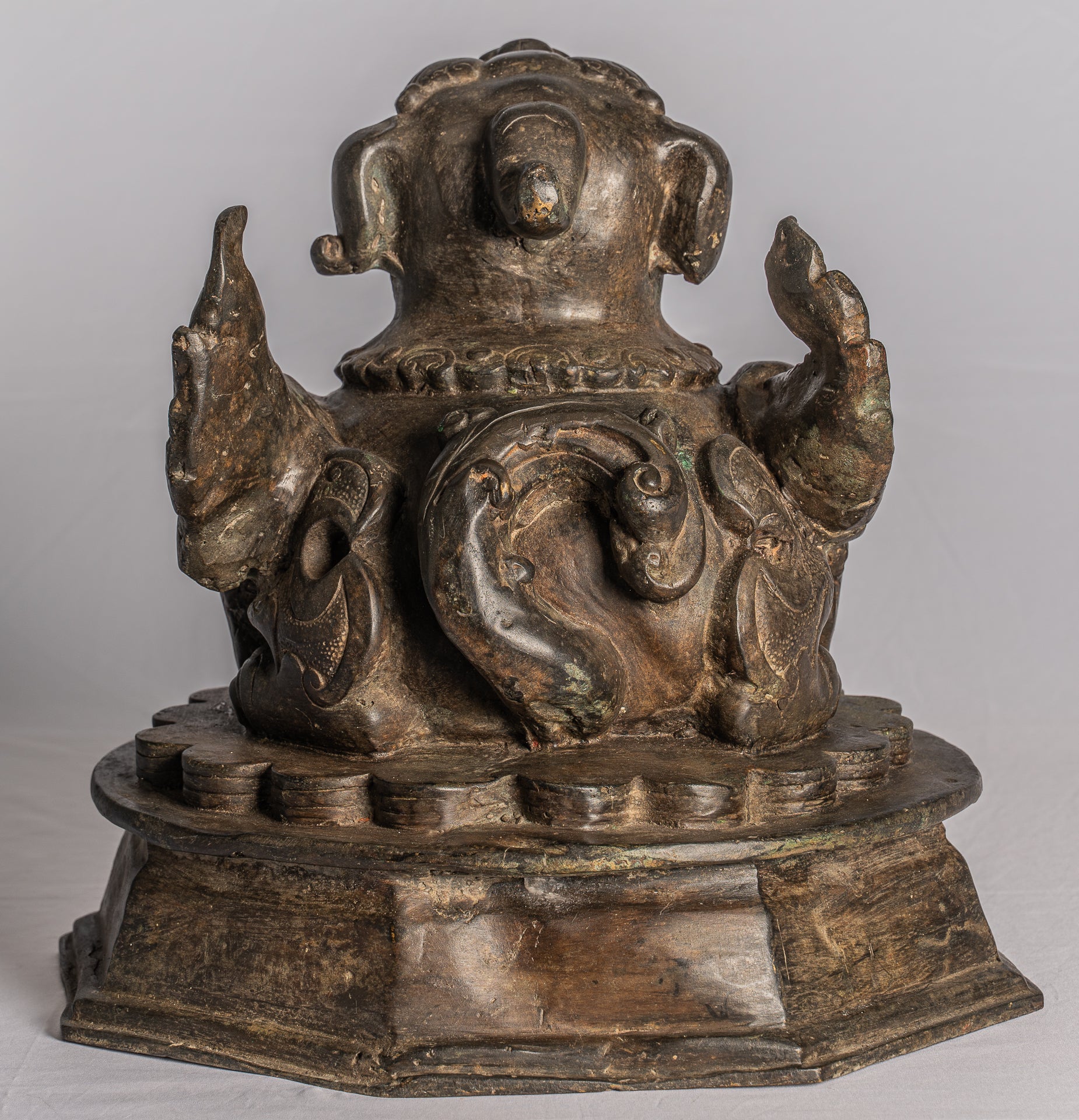 Antique chinois Temple gardien lion Fu chien reine Lion - 37cm / 15 "