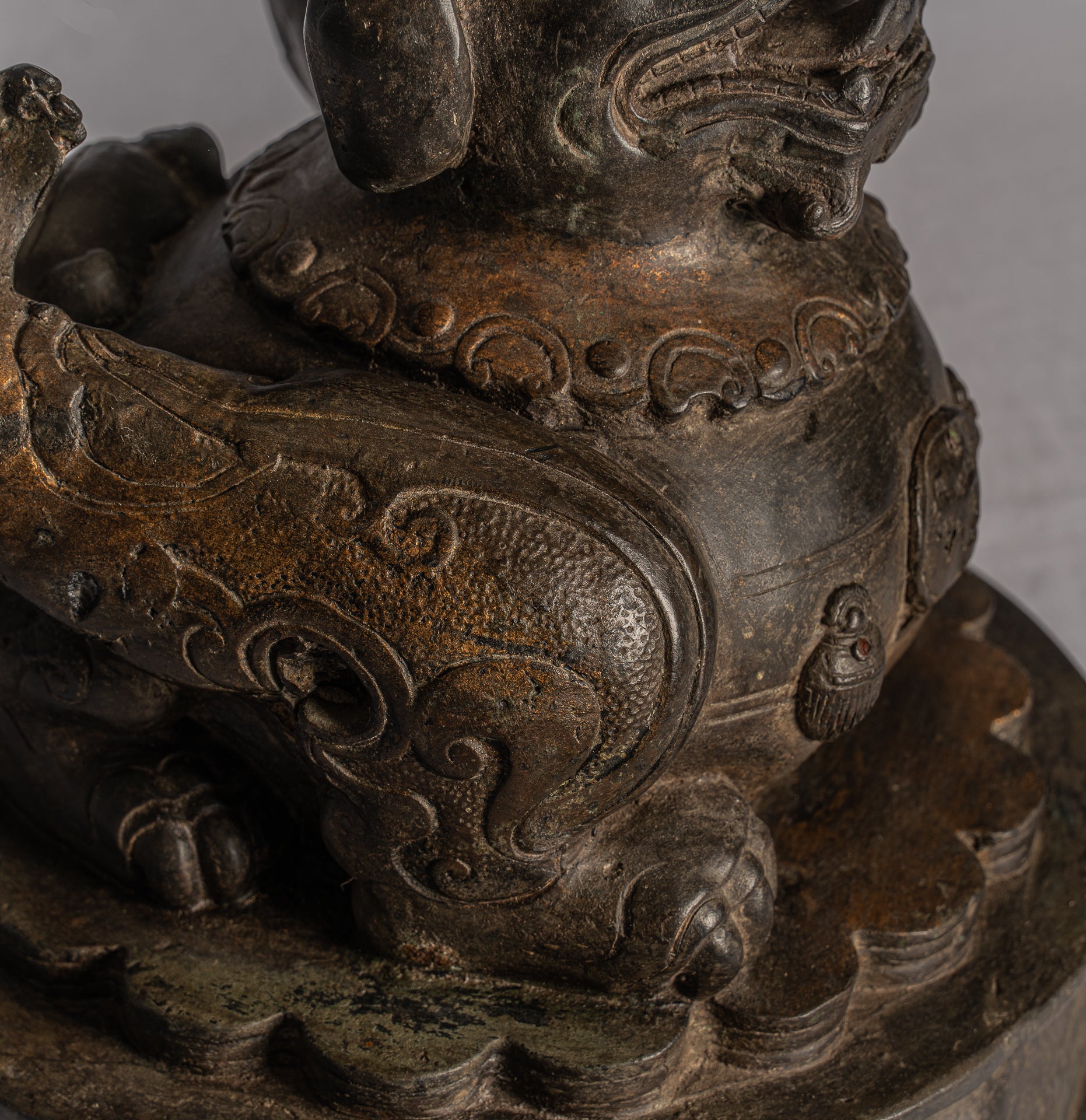 Antique chinois Temple gardien lion Fu chien reine Lion - 37cm / 15 "