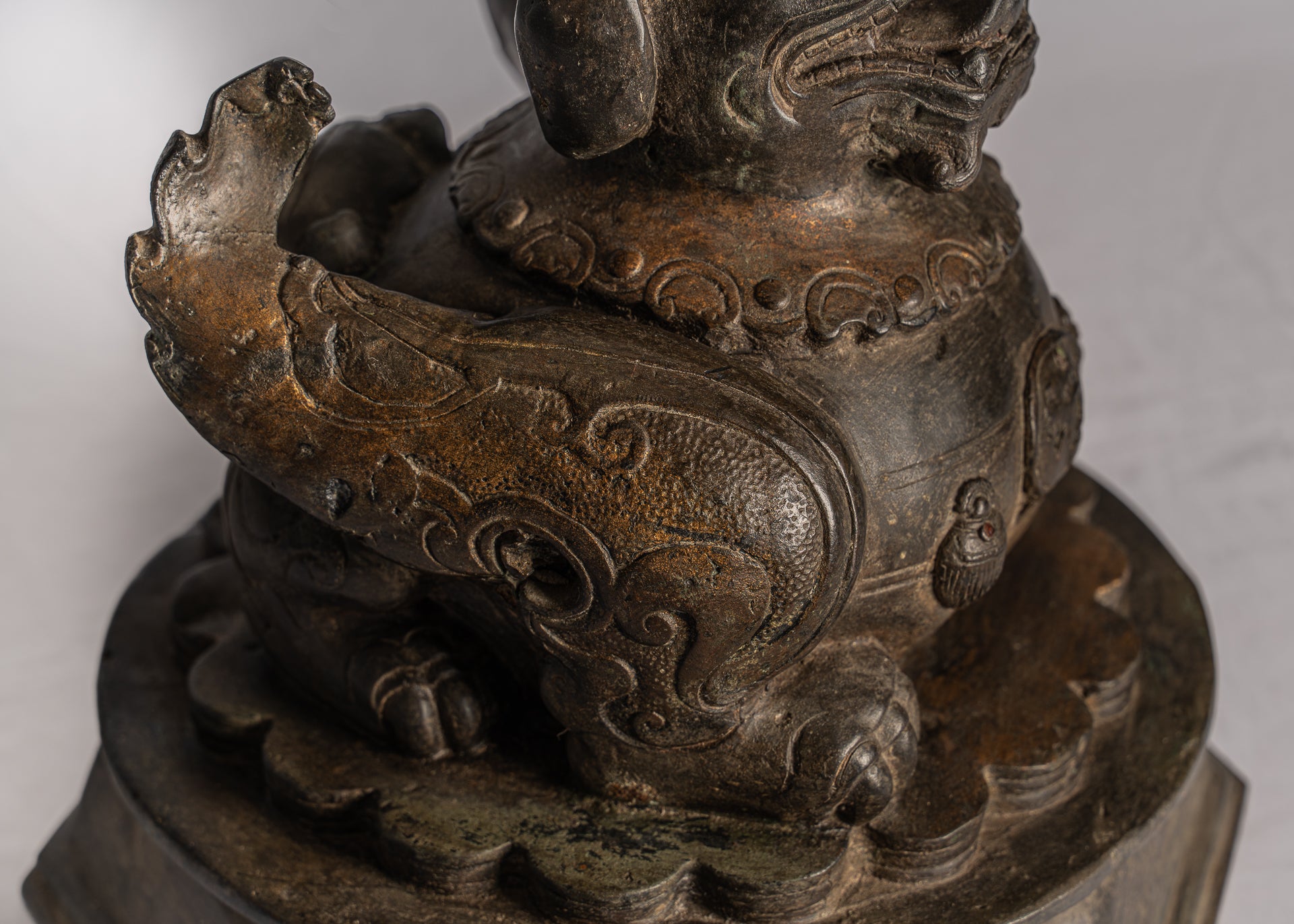 Antique chinois Temple gardien lion Fu chien reine Lion - 37cm / 15 "