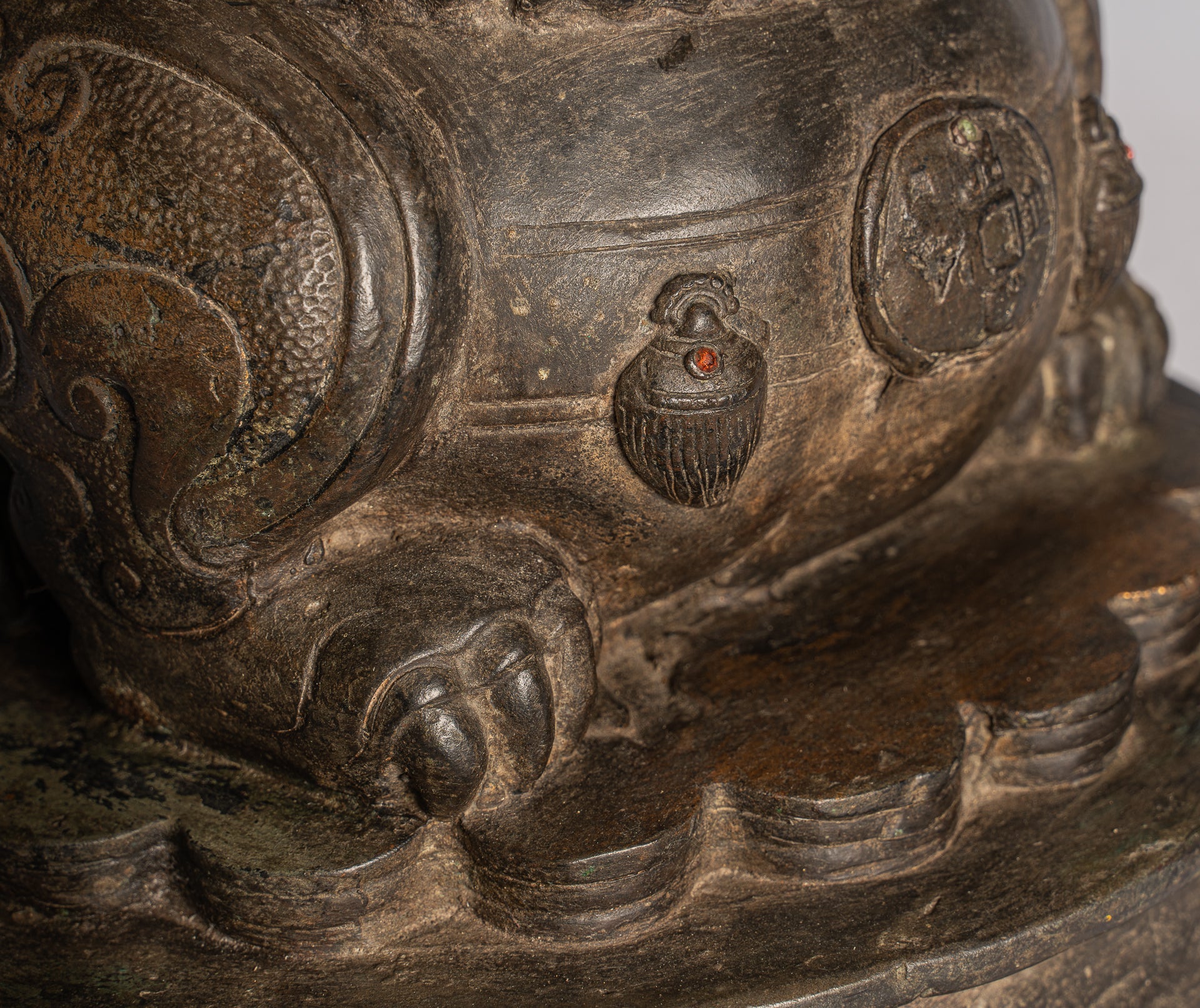 Antique chinois Temple gardien lion Fu chien reine Lion - 37cm / 15 "