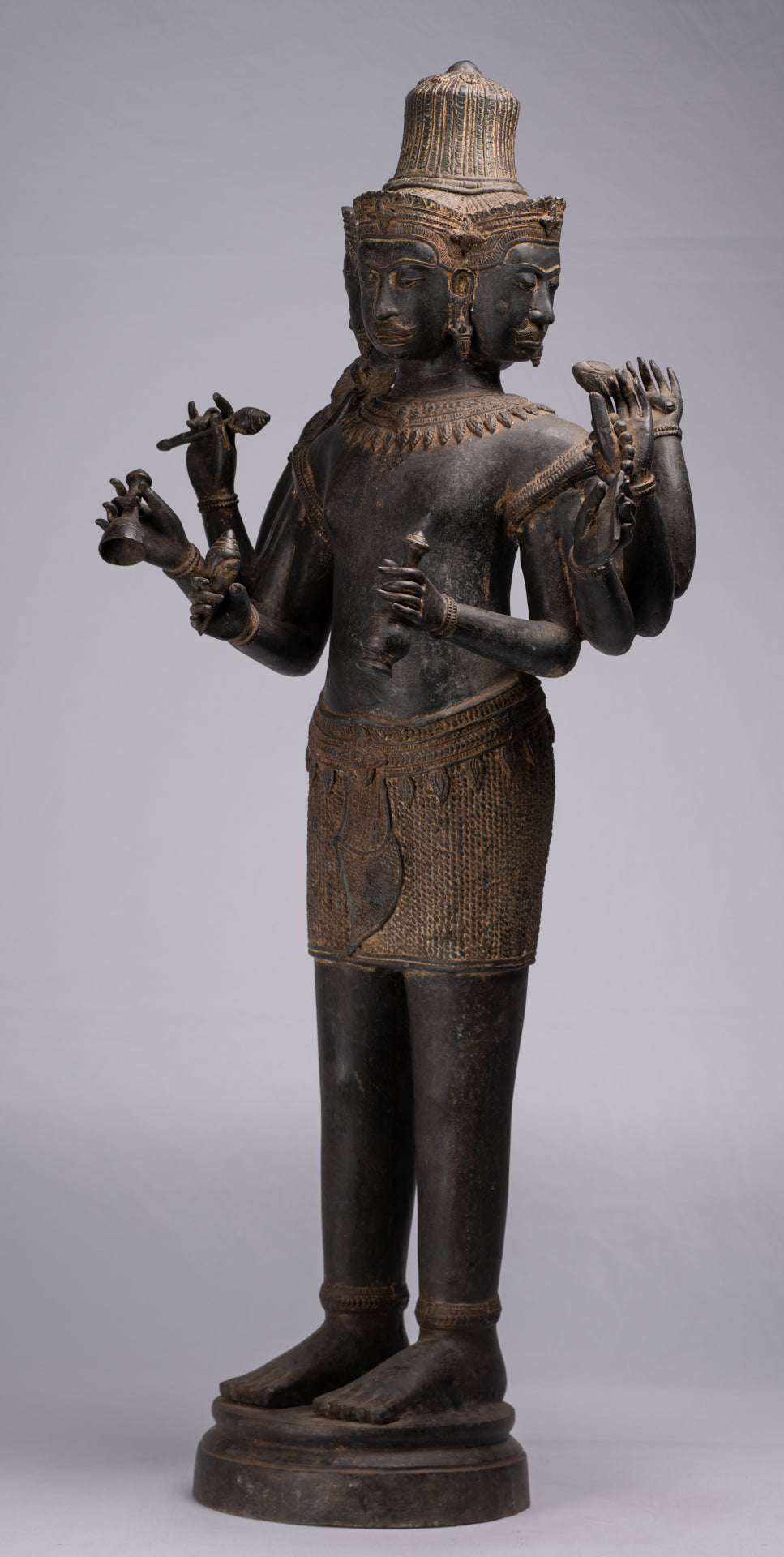 Statue de Brahma - Style Khmer Antique Koh Ker Brahma debout en bronze - Création du Dieu hindou - 97 cm/39"