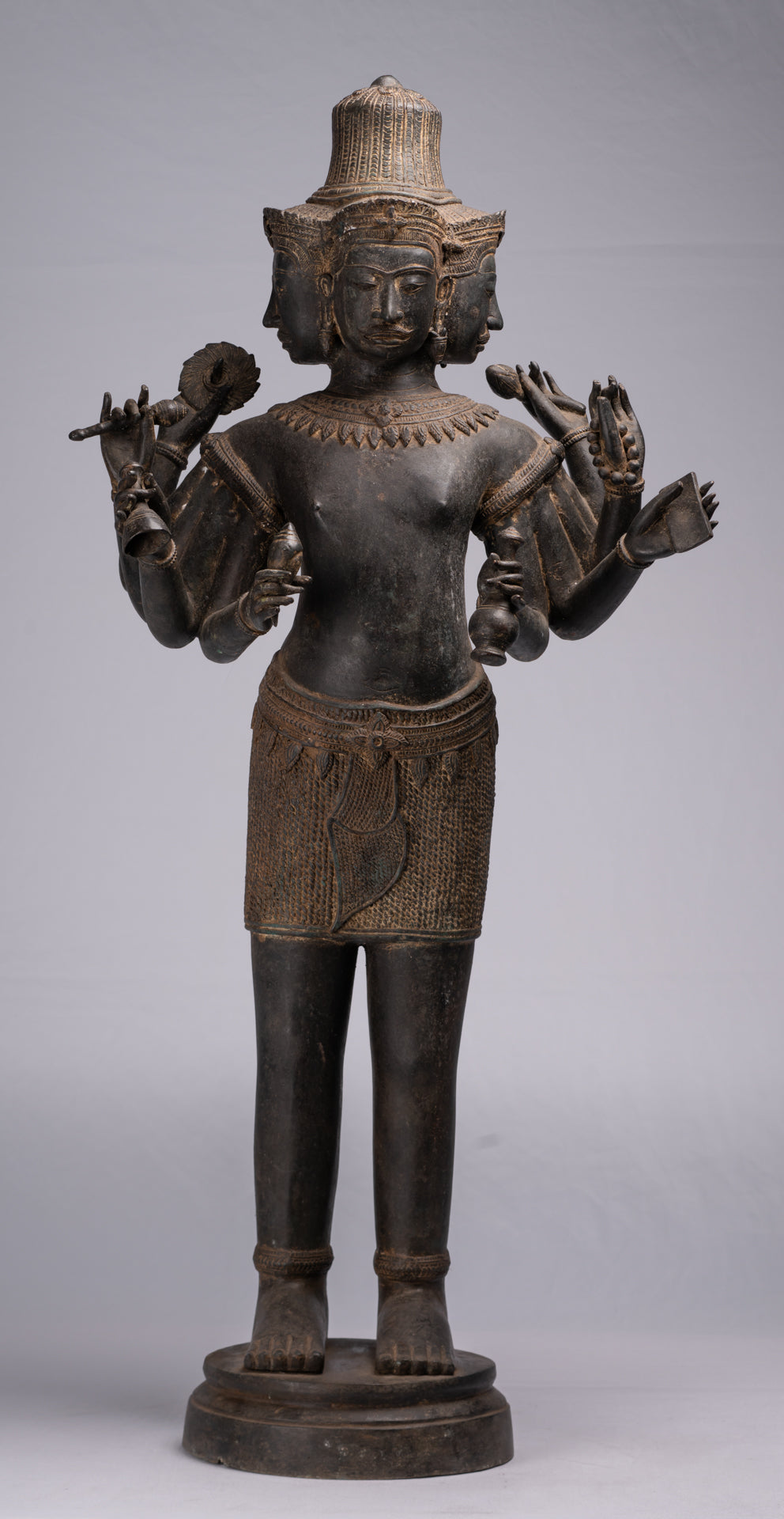 Statue de Brahma - Style Khmer Antique Koh Ker Brahma debout en bronze - Création du Dieu hindou - 97 cm/39"