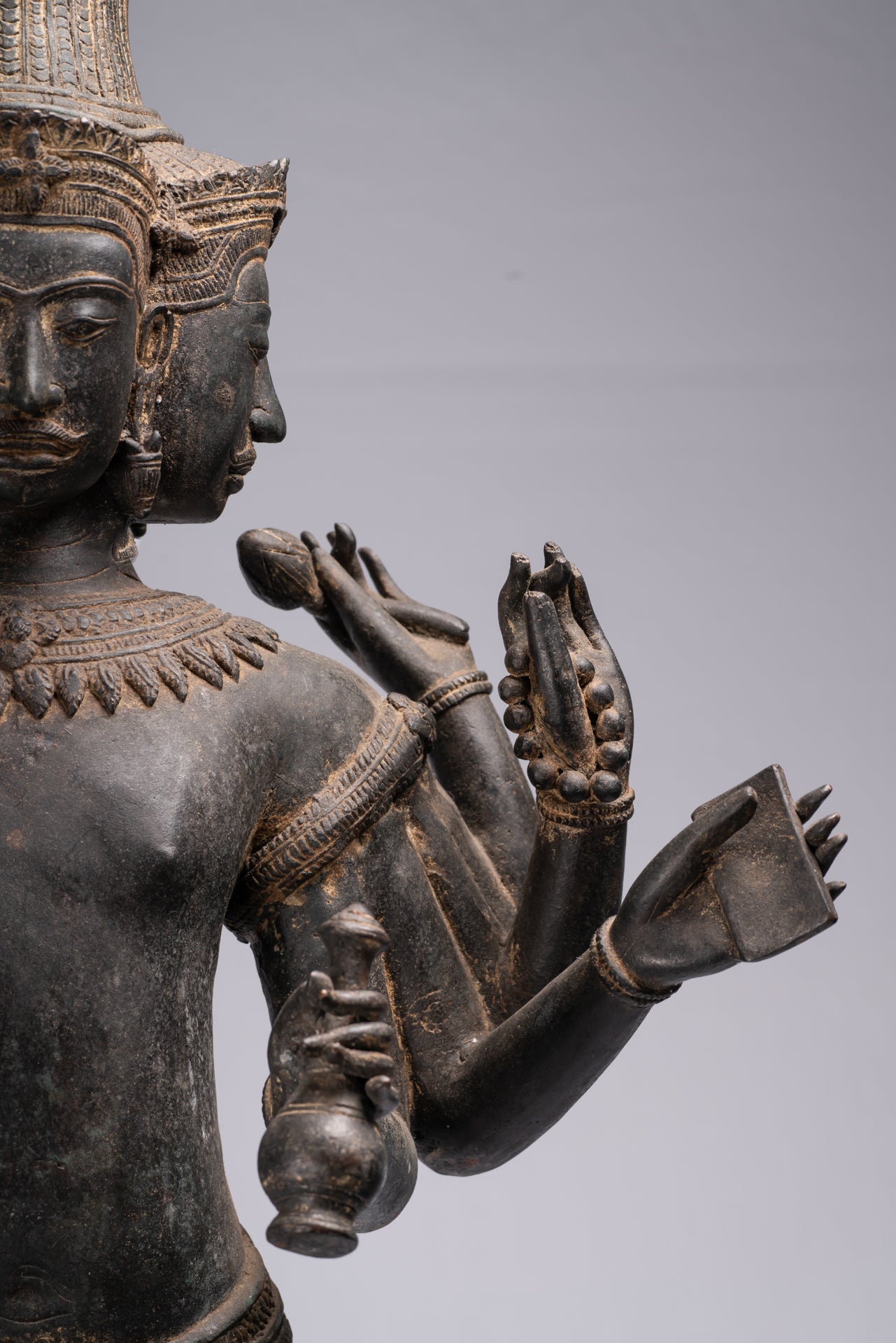 Statue de Brahma - Style Khmer Antique Koh Ker Brahma debout en bronze - Création du Dieu hindou - 97 cm/39"