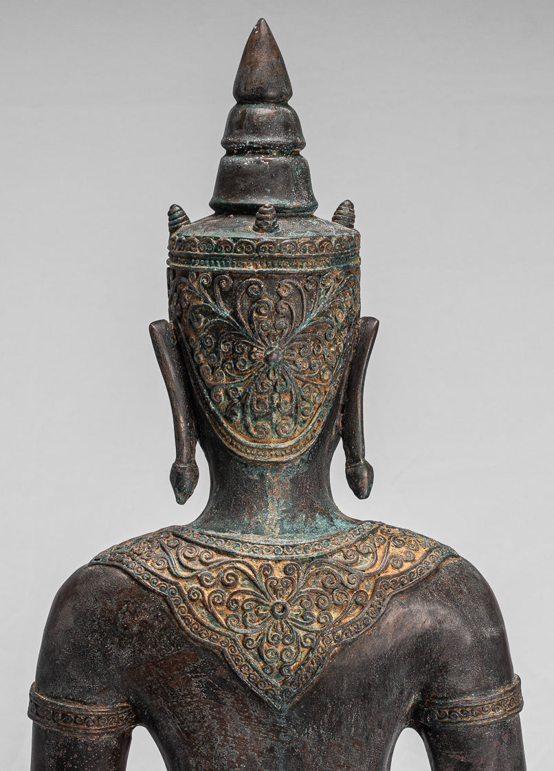 Statue de Bouddha - Statue de Bouddha des Lumières assise d'Ayutthaya de style thaïlandais antique - 74 cm/30"