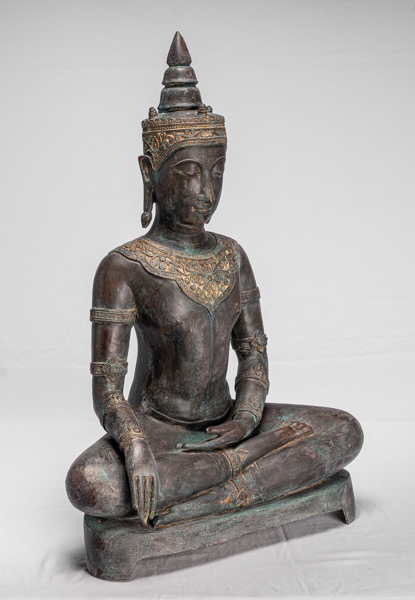 Statue de Bouddha - Statue de Bouddha des Lumières assise d'Ayutthaya de style thaïlandais antique - 74 cm/30"
