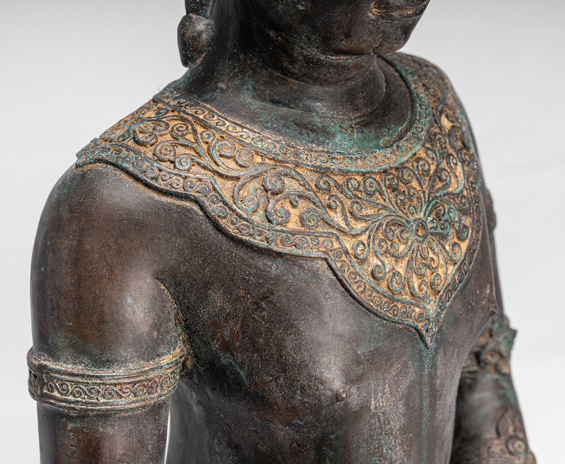 Statue de Bouddha - Statue de Bouddha des Lumières assise d'Ayutthaya de style thaïlandais antique - 74 cm/30"