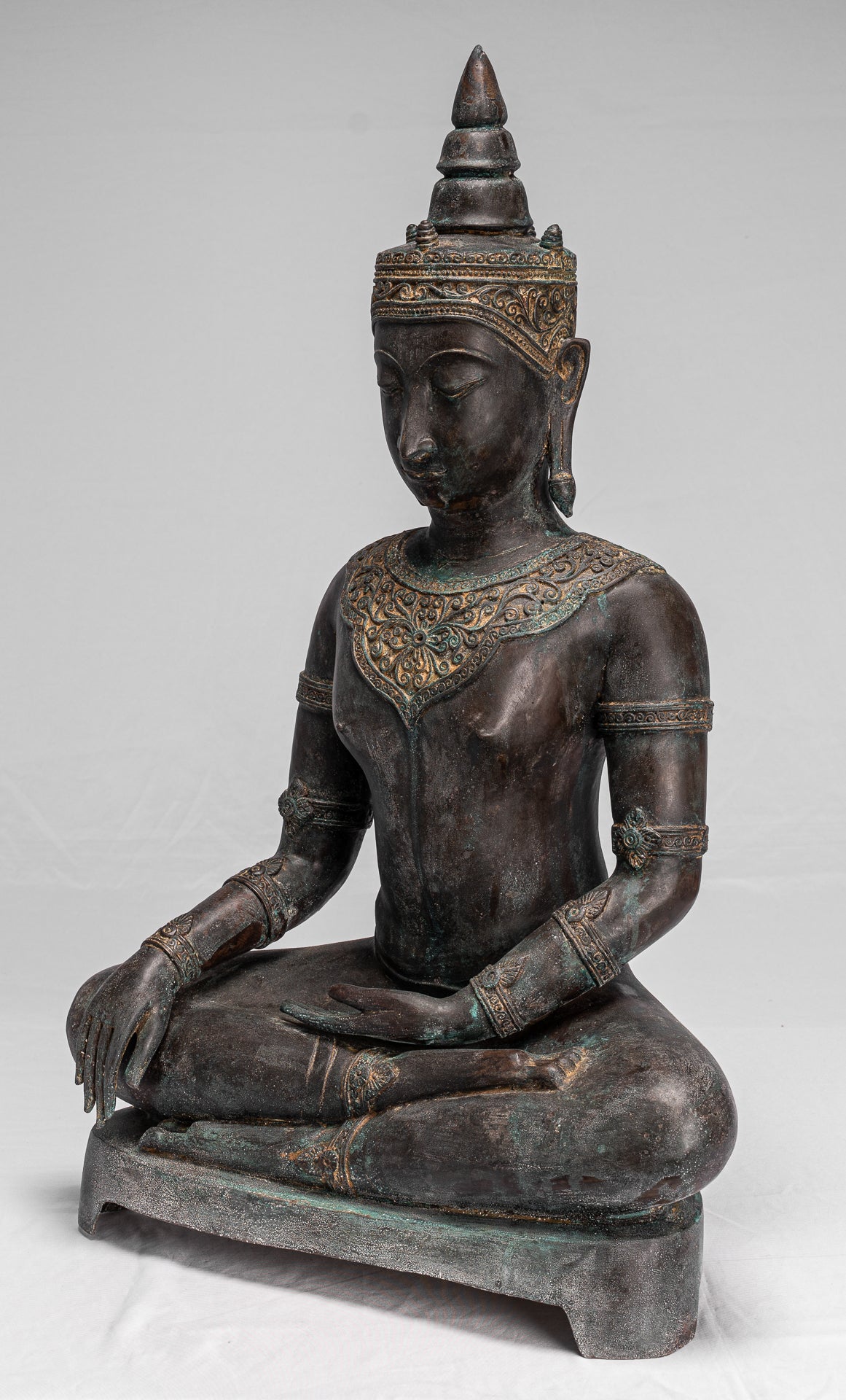 Statue de Bouddha - Statue de Bouddha des Lumières assise d'Ayutthaya de style thaïlandais antique - 74 cm/30"