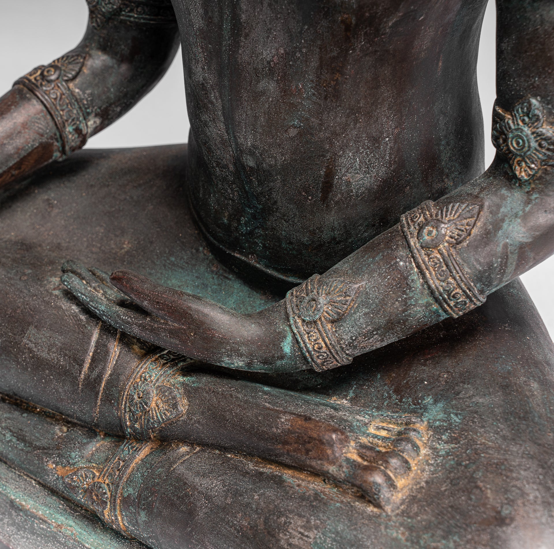 Statue de Bouddha - Statue de Bouddha des Lumières assise d'Ayutthaya de style thaïlandais antique - 74 cm/30"