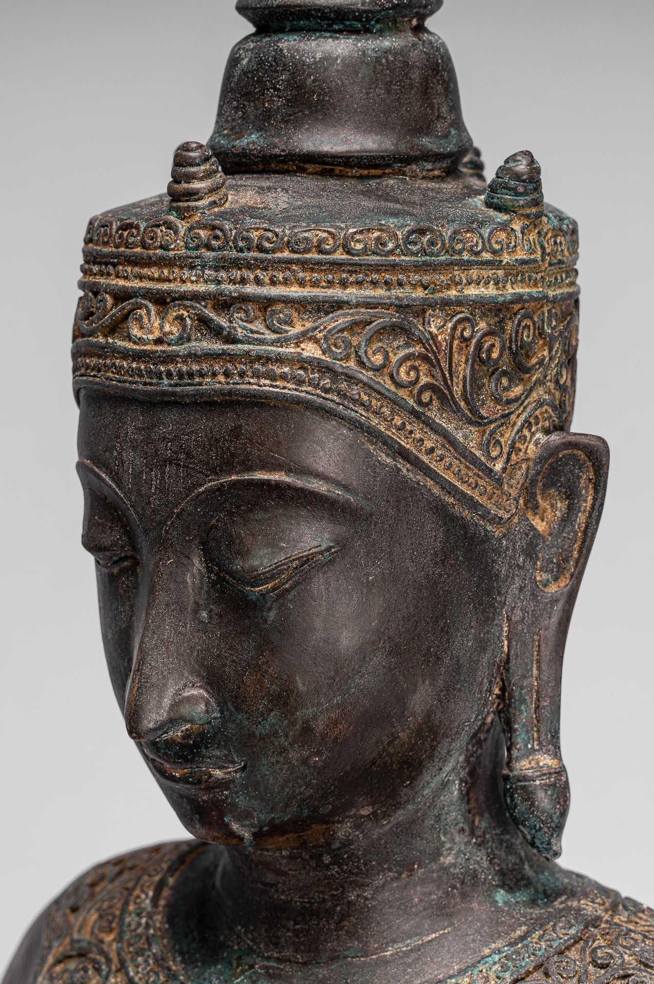 Statue de Bouddha - Statue de Bouddha des Lumières assise d'Ayutthaya de style thaïlandais antique - 74 cm/30"