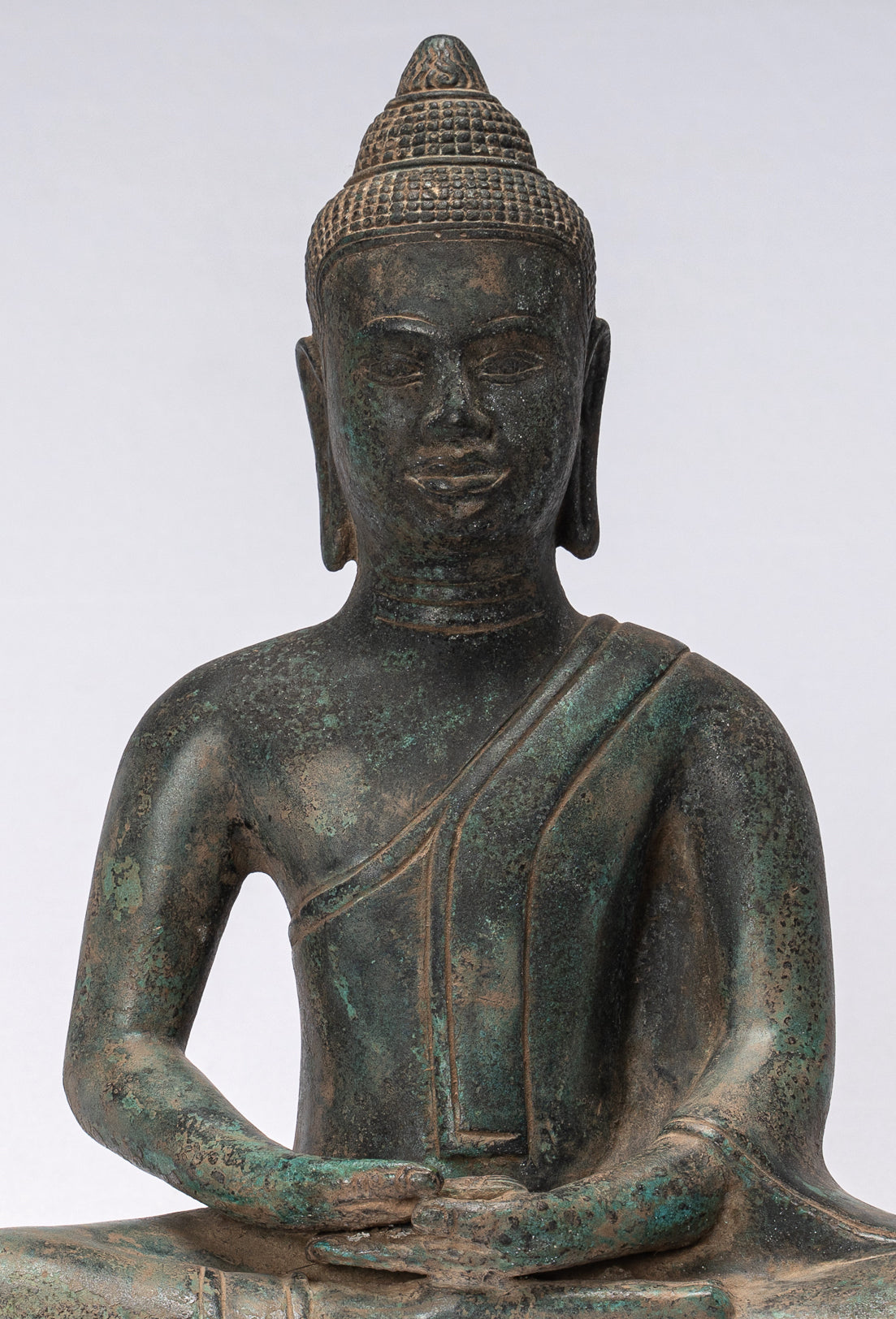 Buddha Statue-Antike Khmer Style Seated Meditation Buddha Statue-28cm/11 "