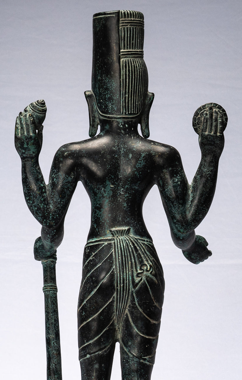 Harihara - antique Phnom Penh Style bronze khmer Hari Hara ou Vishnu & Shiva - 57cm / 23 "