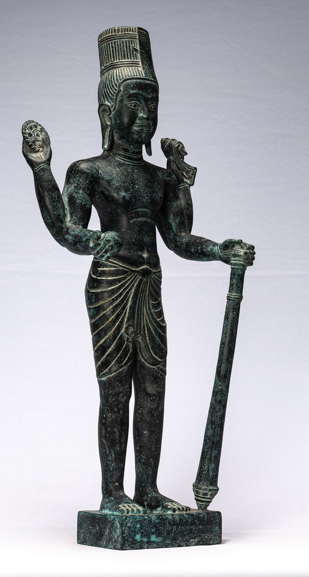 Harihara - antique Phnom Penh Style bronze khmer Hari Hara ou Vishnu & Shiva - 57cm / 23 "